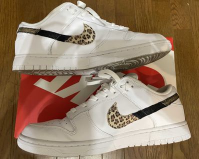 Nike Women's Dunk Low SE "White/Animal Swoosh/Safari"