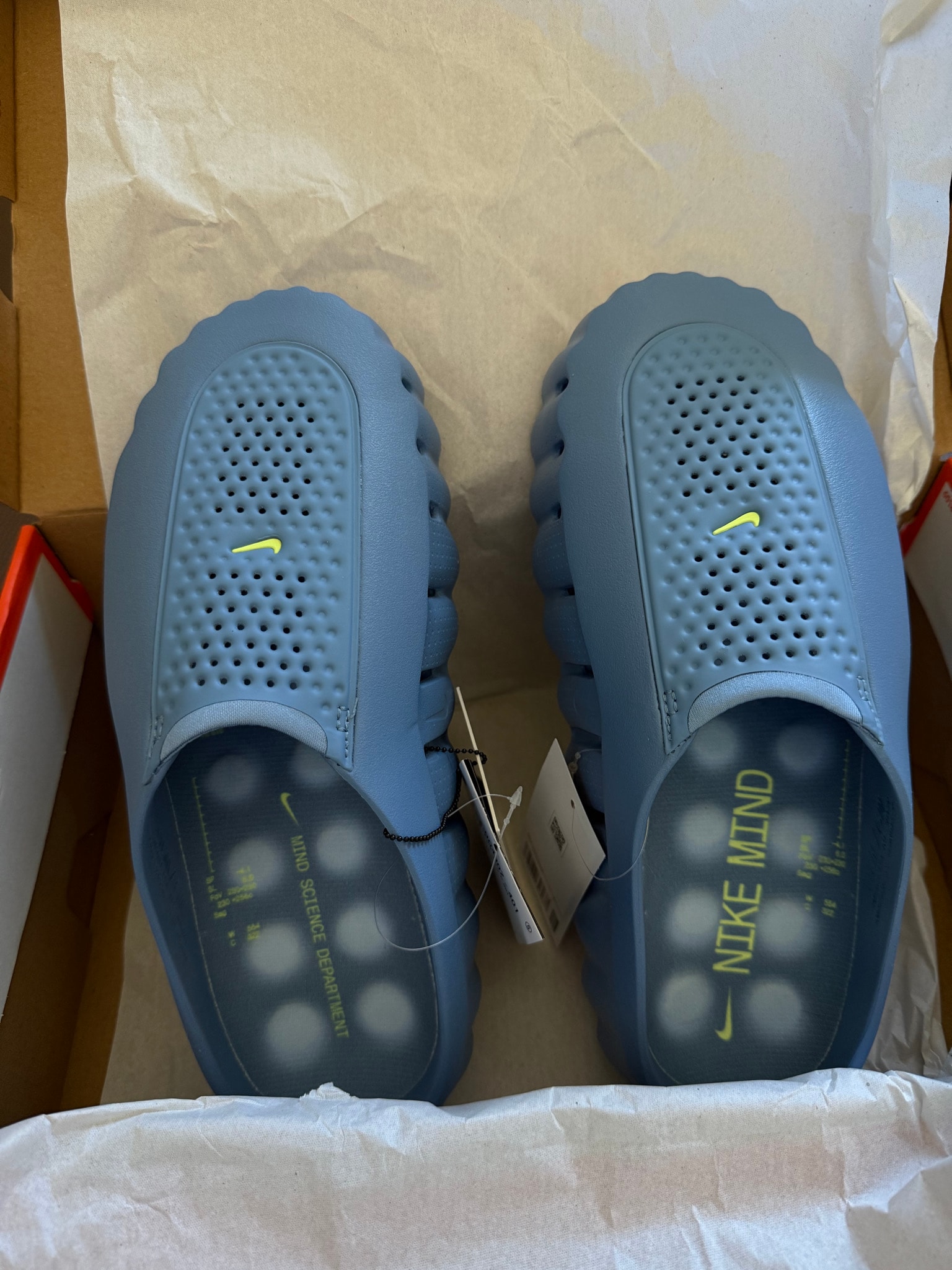Nike Mind 001 Mules "Work Blue/Light Lemon Twist"
