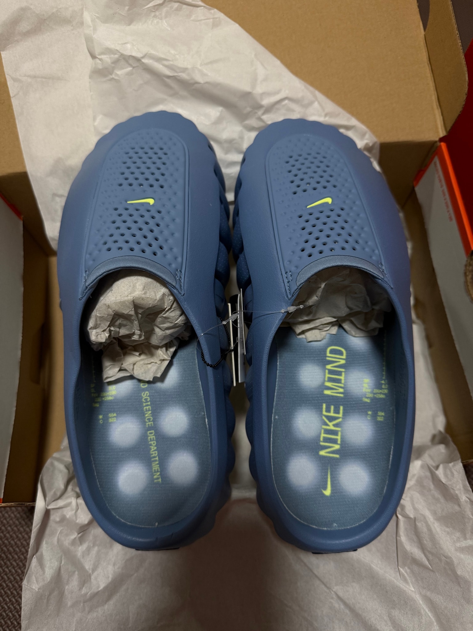 Nike Mind 001 Mules "Work Blue/Light Lemon Twist"