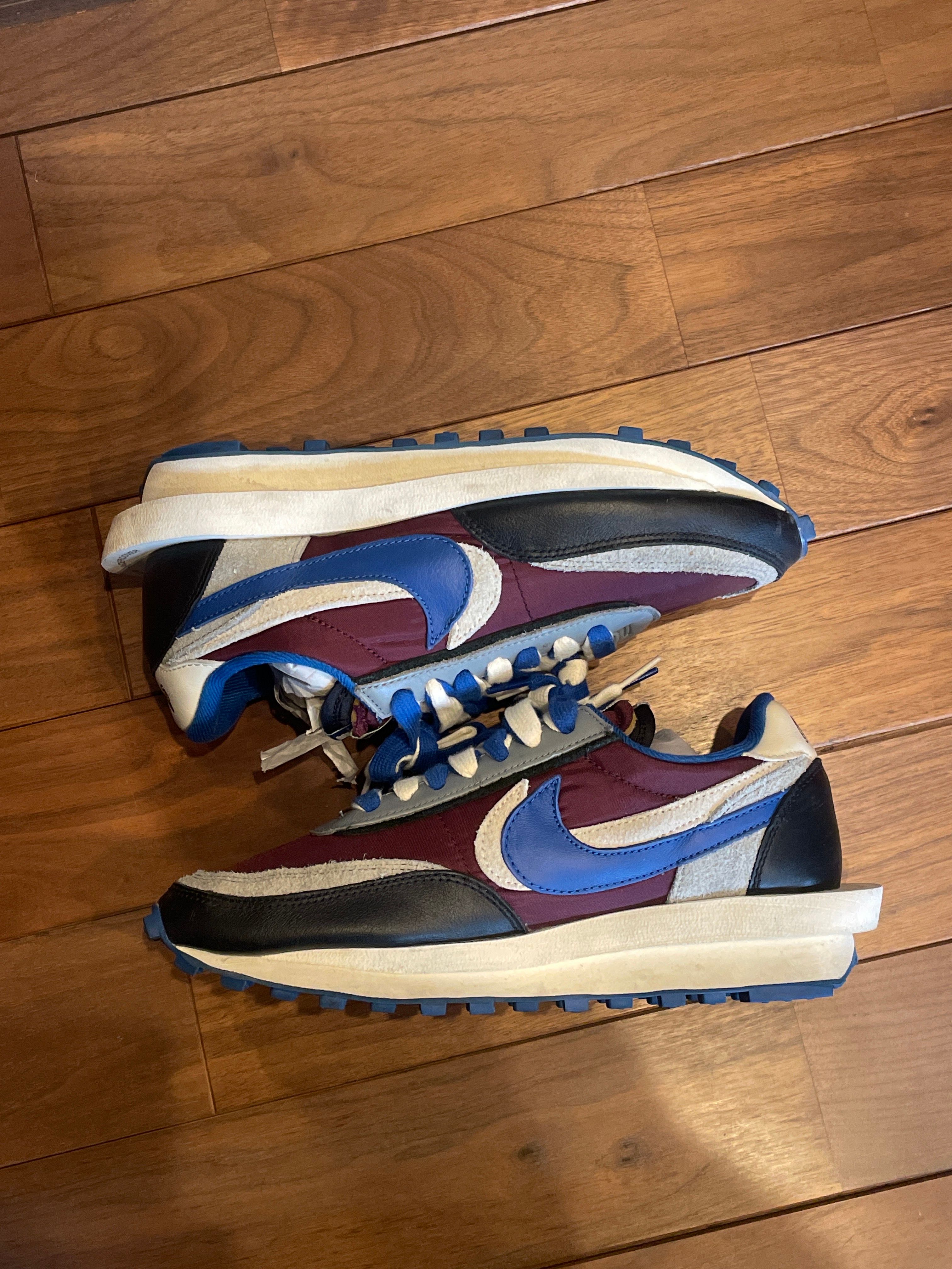 UNDERCOVER × sacai × Nike LD Waffle "Night Maroon/Pale Ivory-Ground Grey-Team Royal"