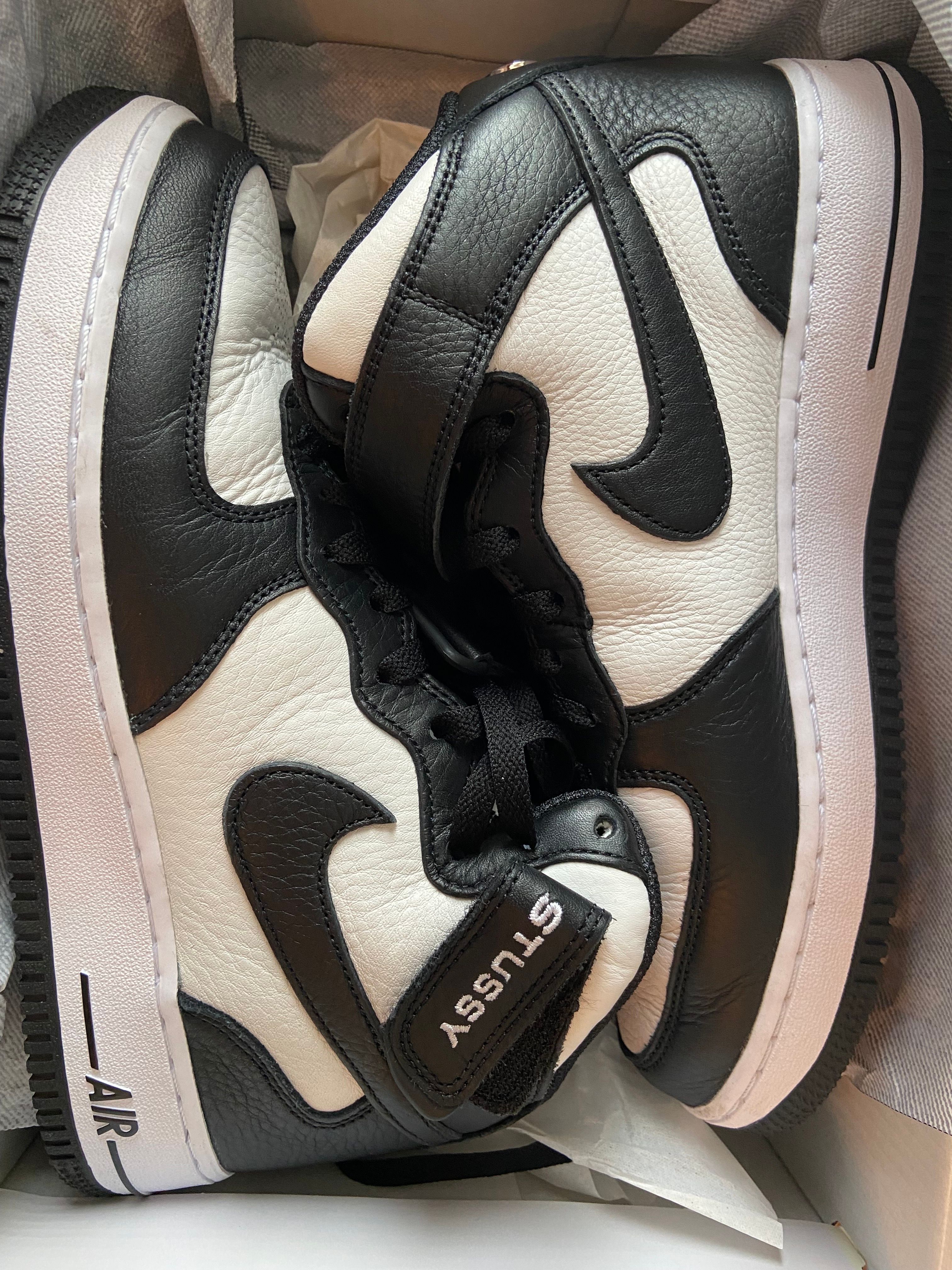 Stussy × Nike Air Force 1 Mid "Black and Light Bone"