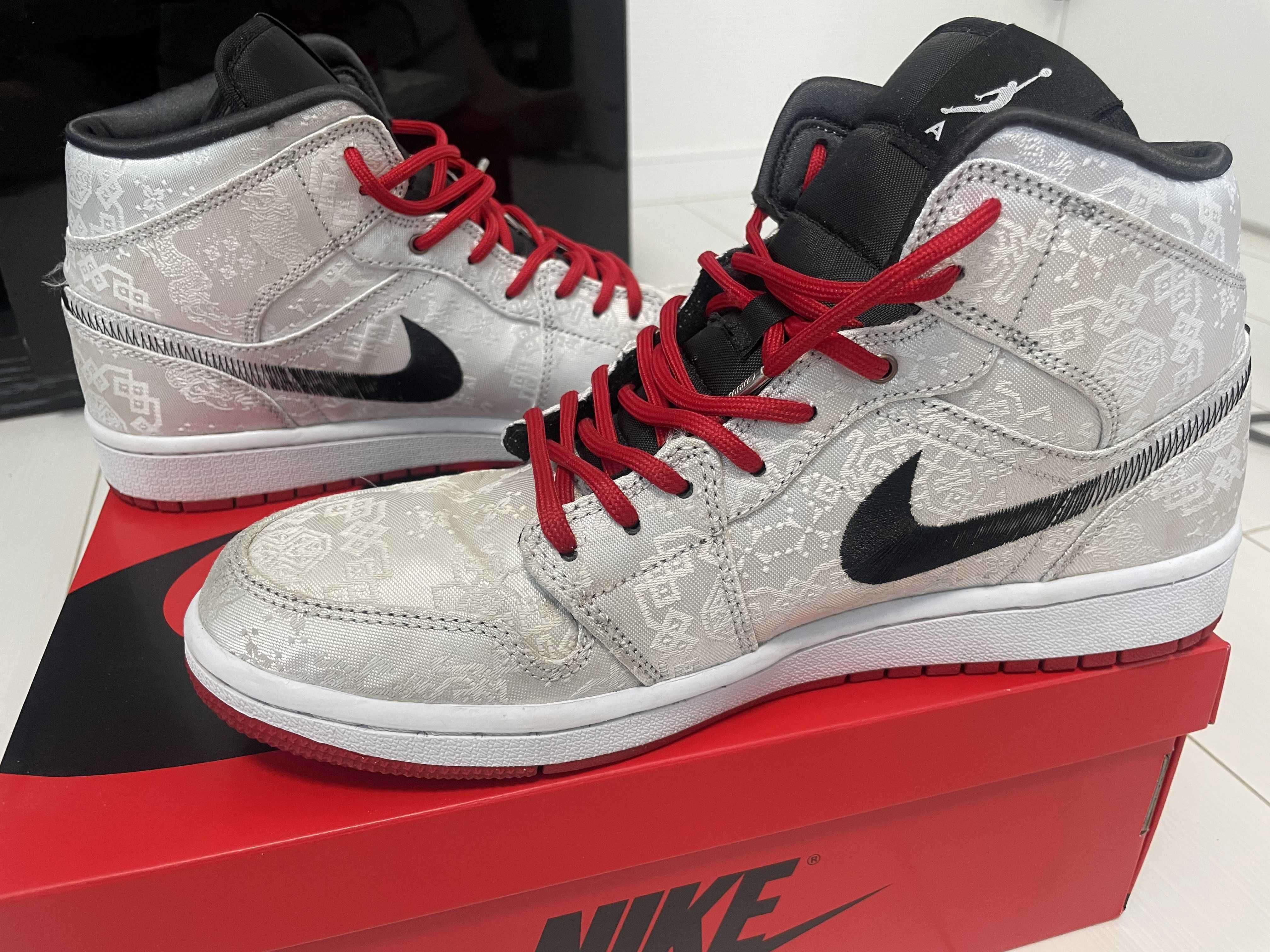 CLOT × Nike Air Jordan 1 Mid SE Fearless "White/Black/Red"