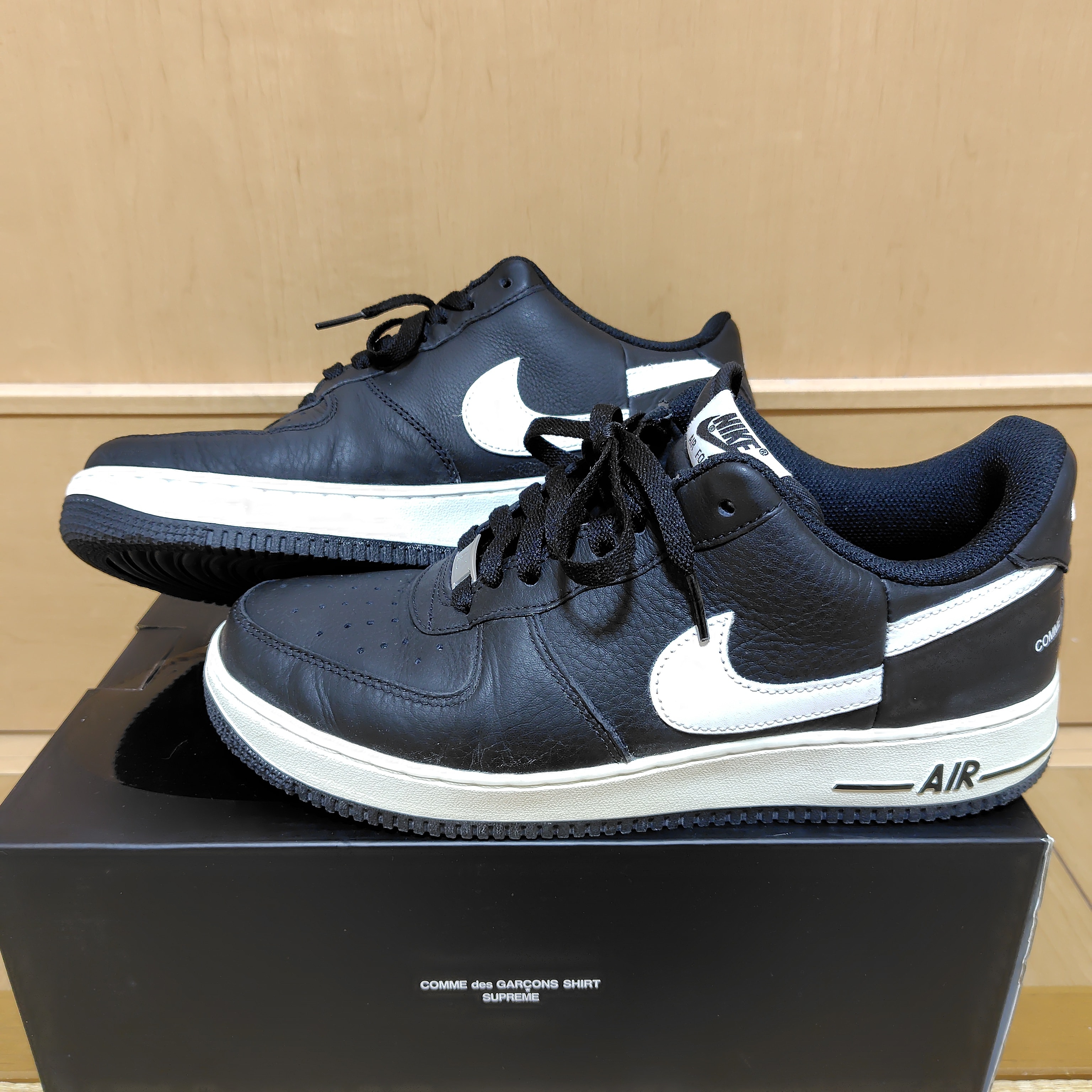 Supreme × COMME des GARCONS SHIRT × Nike Air Force 1 Low "Black/White" (2018)