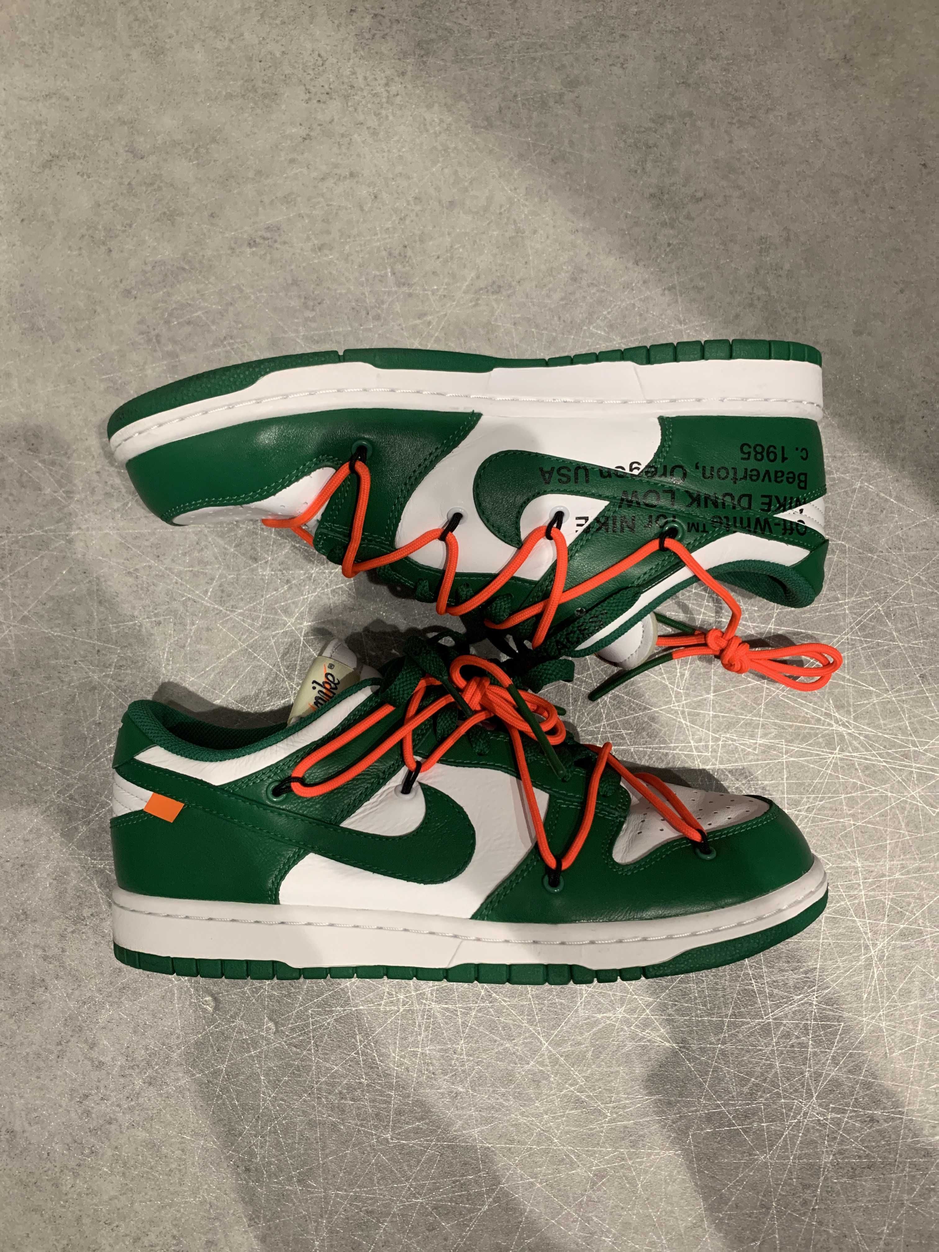 Off-White × Nike Dunk Low "White/Pine Green"