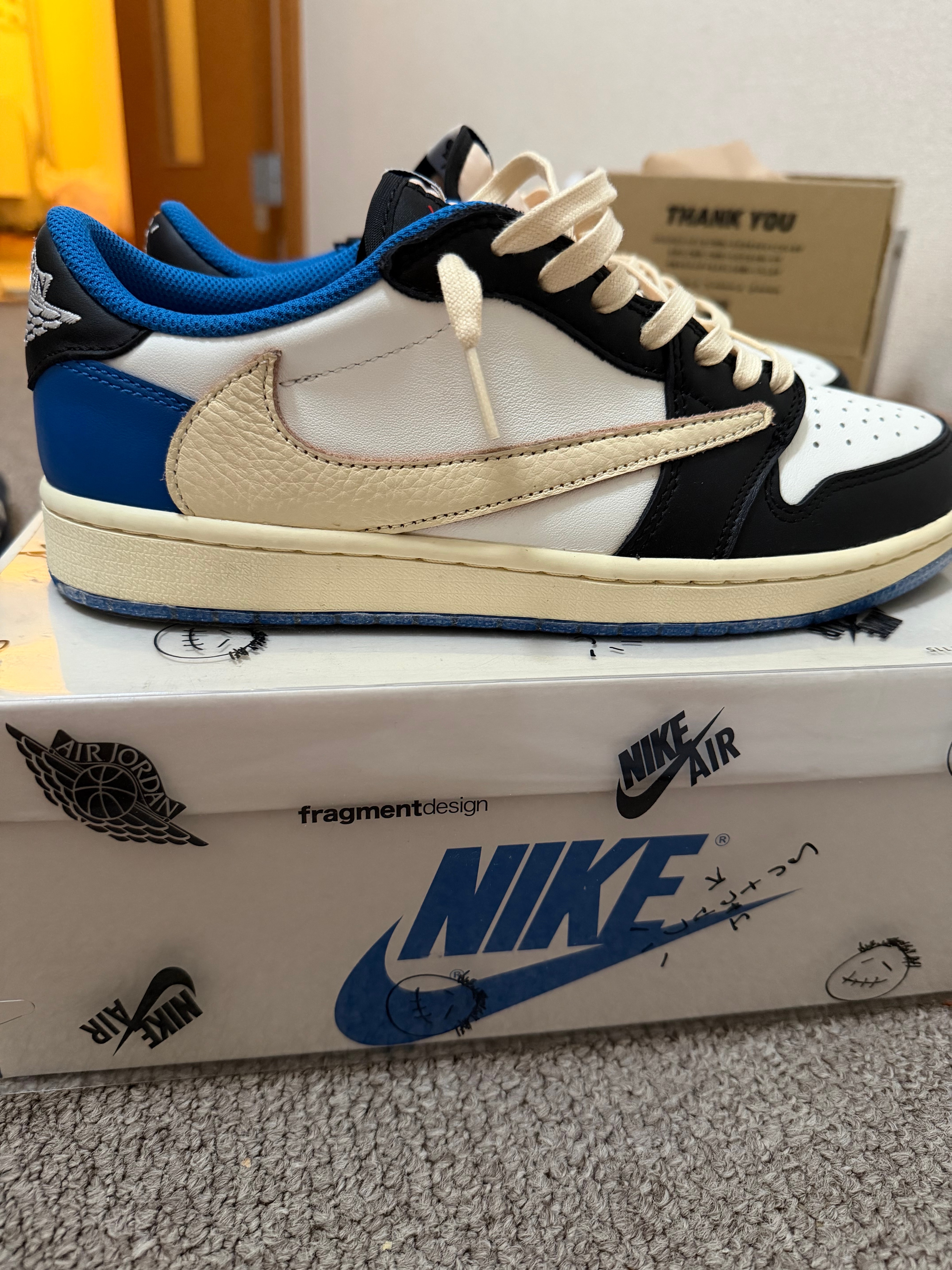 Travis Scott × fragment design × Nike Air Jordan 1 Low OG SP "Military Blue"