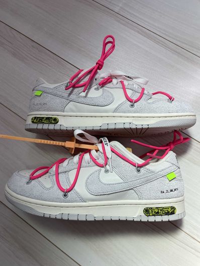 Off-White × Nike Dunk Low "Sail/Neutral Gray/Hyper Pink"