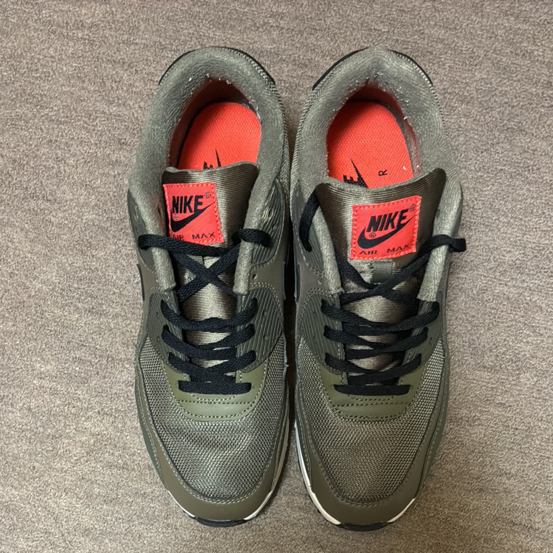 NIKE AIR MAX 90 MEDIUM OLIVE BLACK TEAM ORANGE