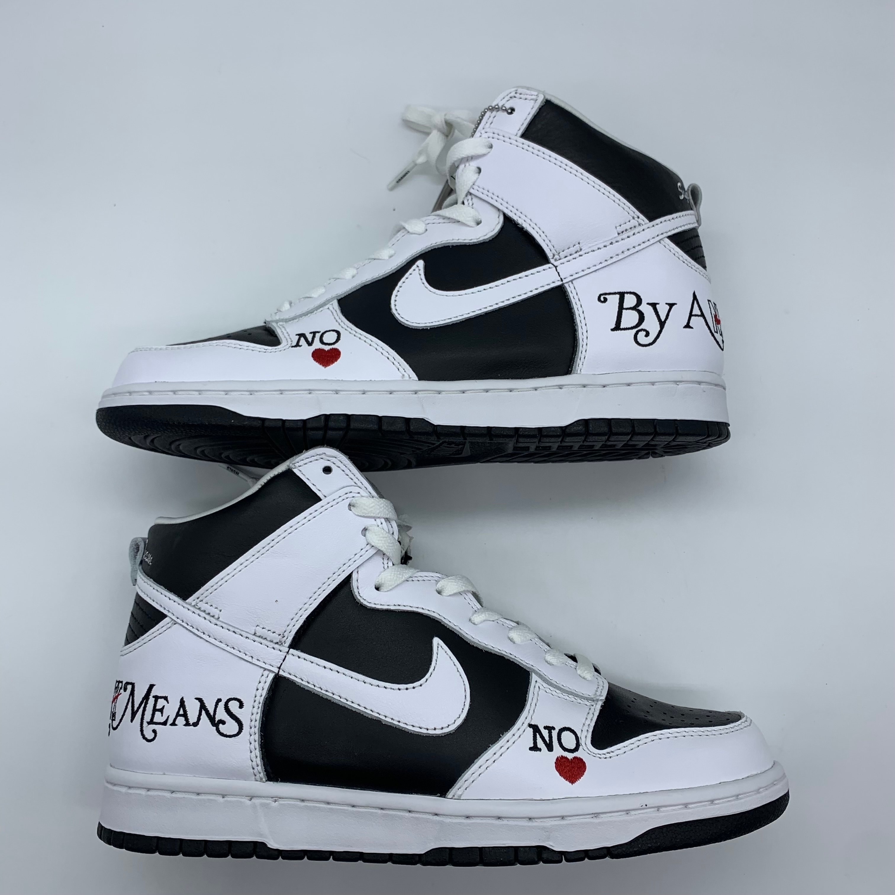 Supreme × Nike SB Dunk High By Any Means "White Black"