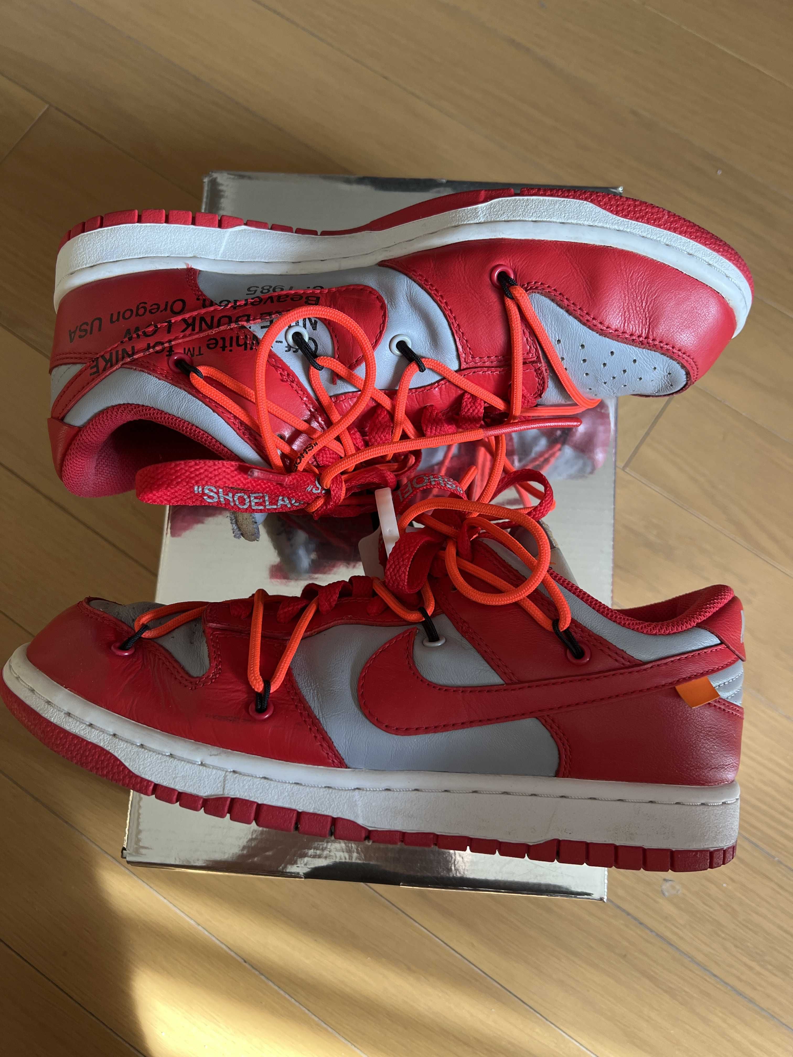 Off-White × Nike Dunk Low "University Red/Wolf Grey"