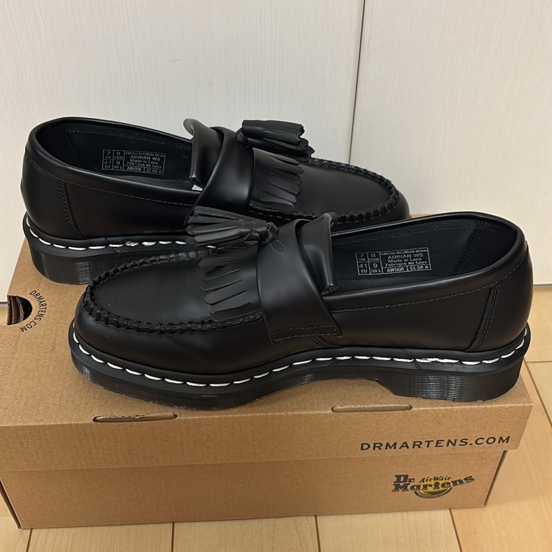 Dr.Martens Adrian White Stitch Loafers "Black"