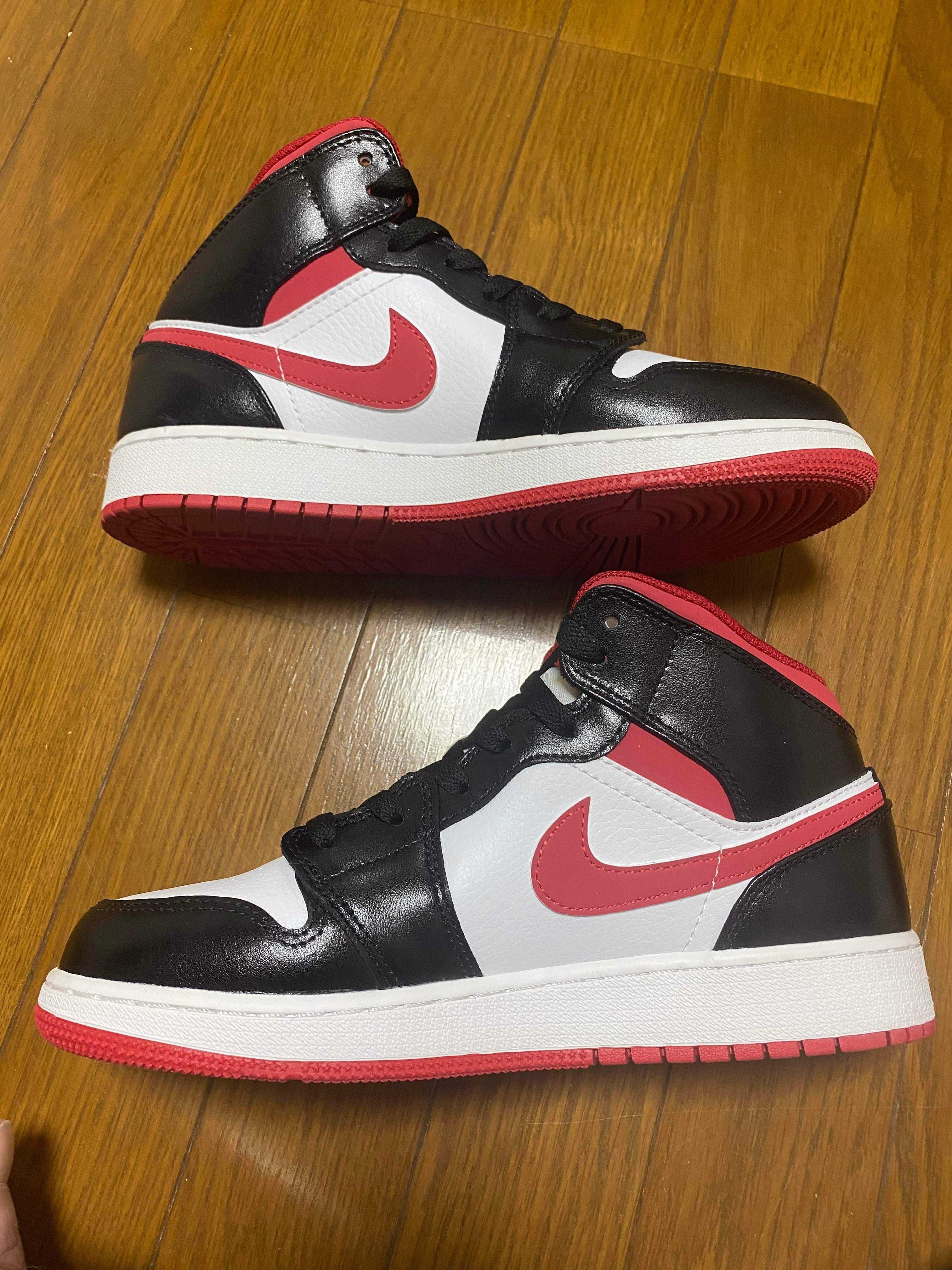 NIKE GS AIR JORDAN 1 MID "WHITE/GYM RED/BLACK"