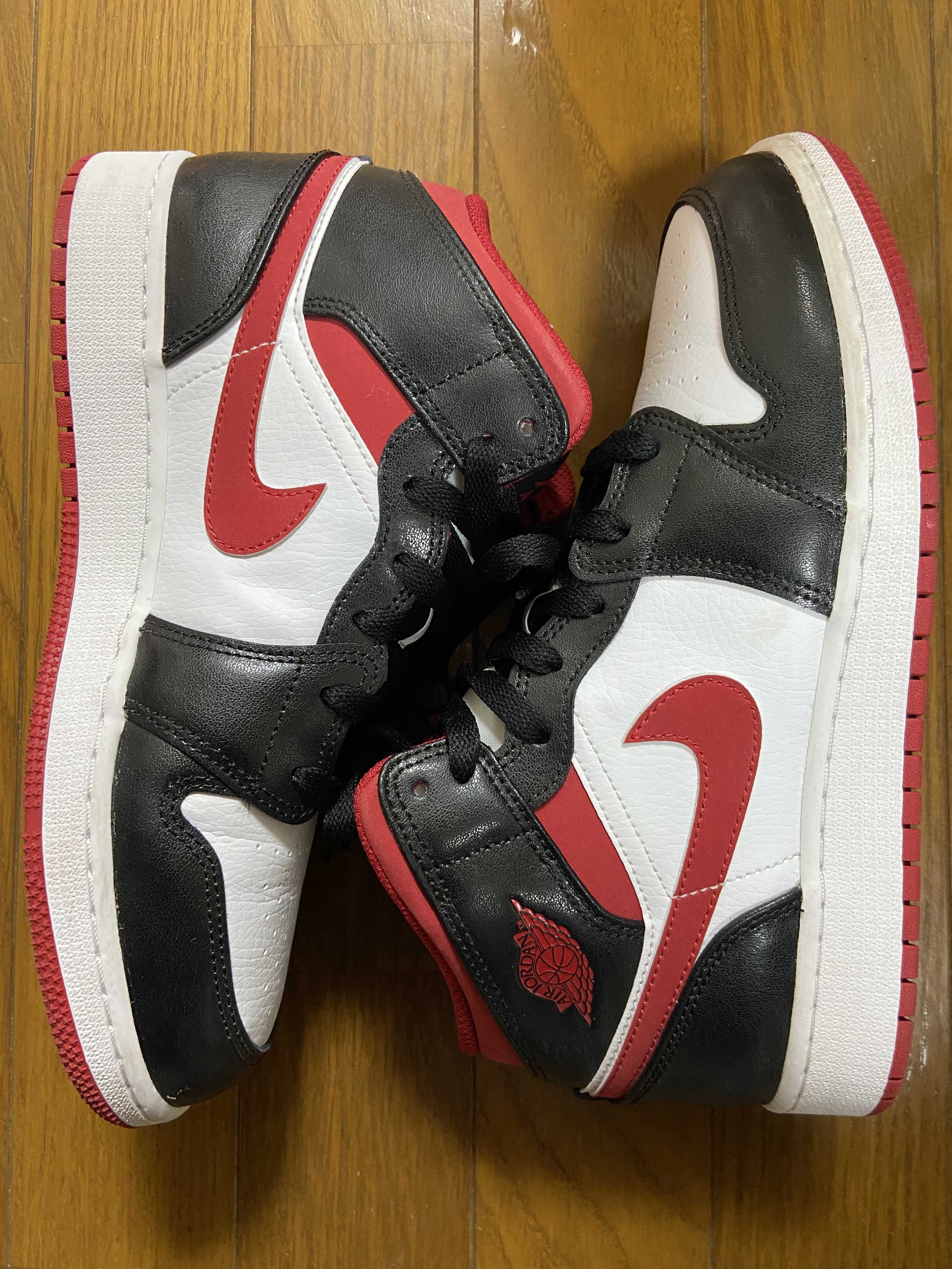 NIKE GS AIR JORDAN 1 MID "WHITE/GYM RED/BLACK"