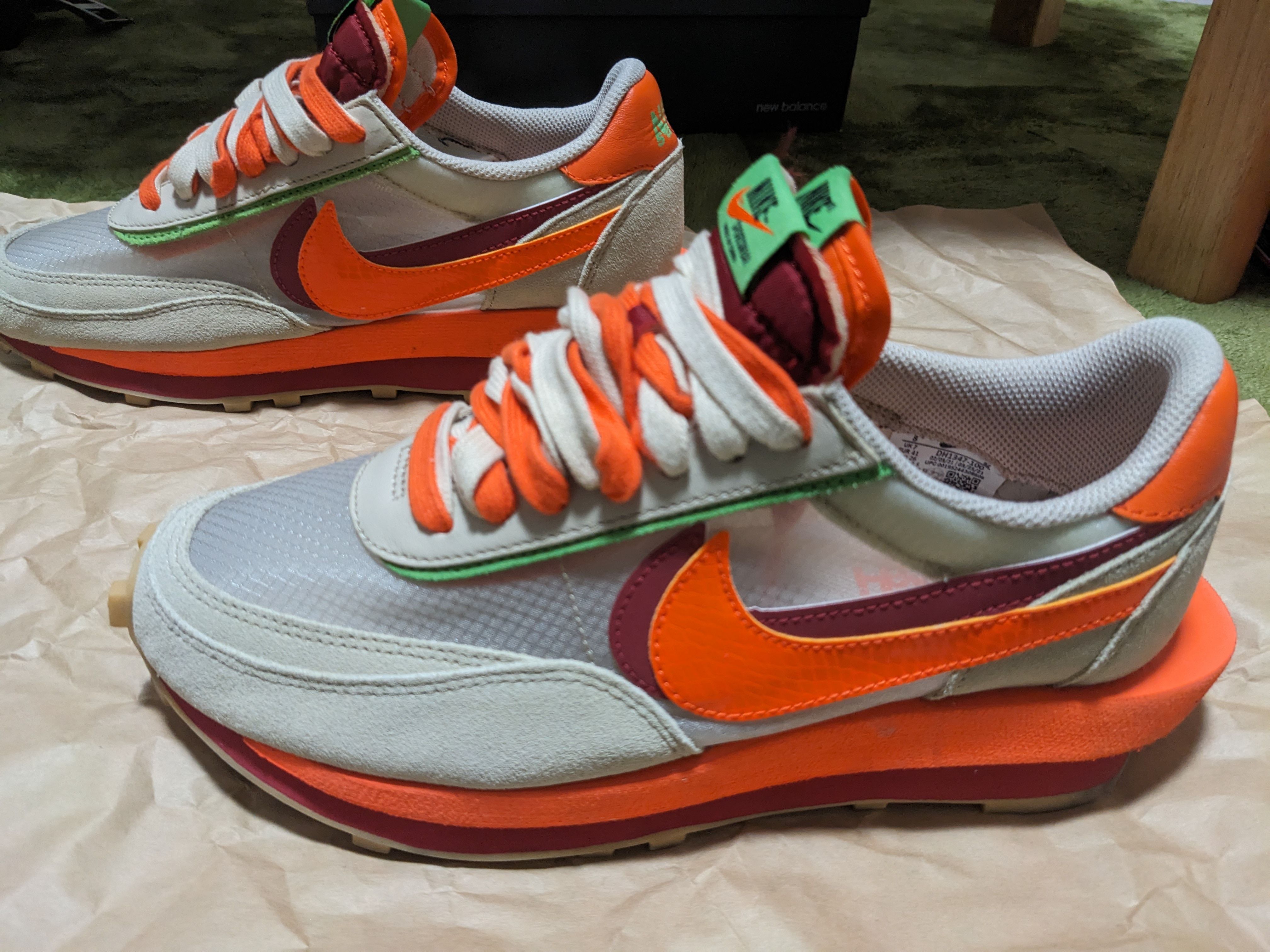 CLOT × Sacai × Nike LD Waffle "Orange Blaze"