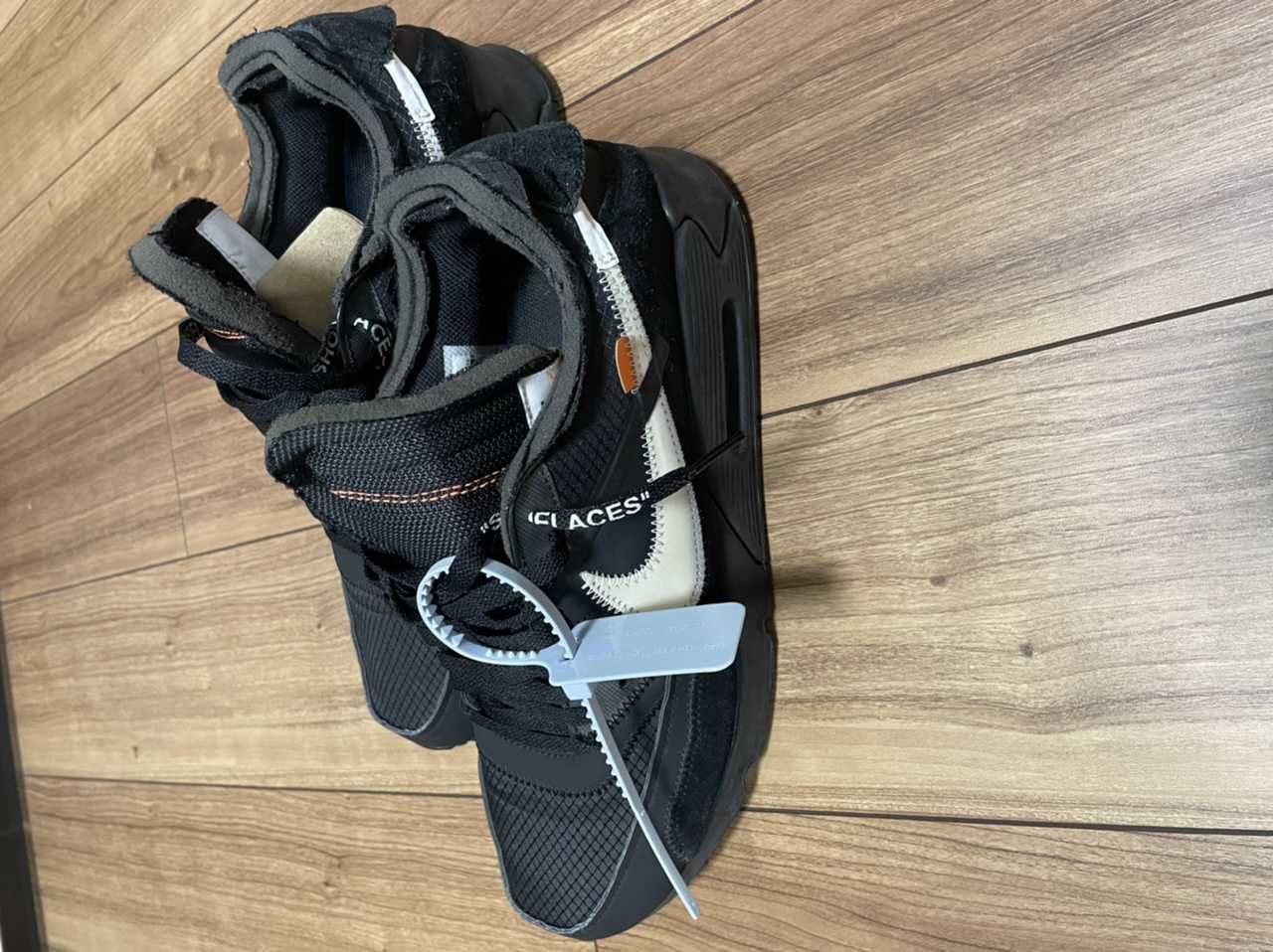 Off-White × Nike Air Max 90 "Black/Black-Cone-White"