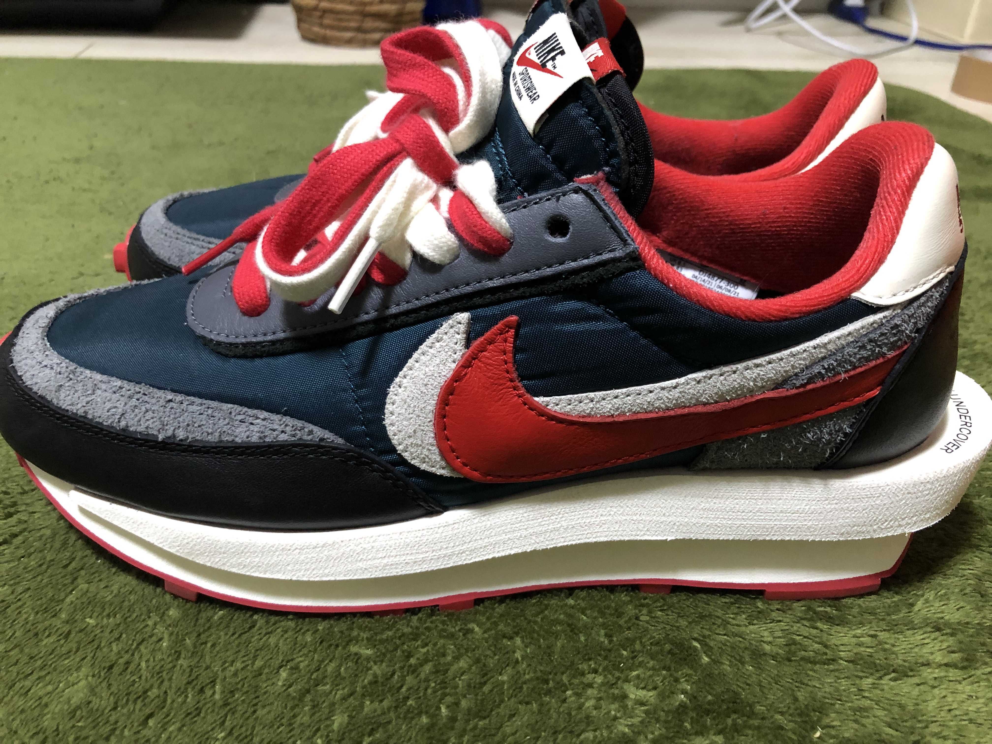 UNDERCOVER × sacai × Nike LD Waffle "Midnight Spruce/Pale Ivory-Dark Grey-University Red"
