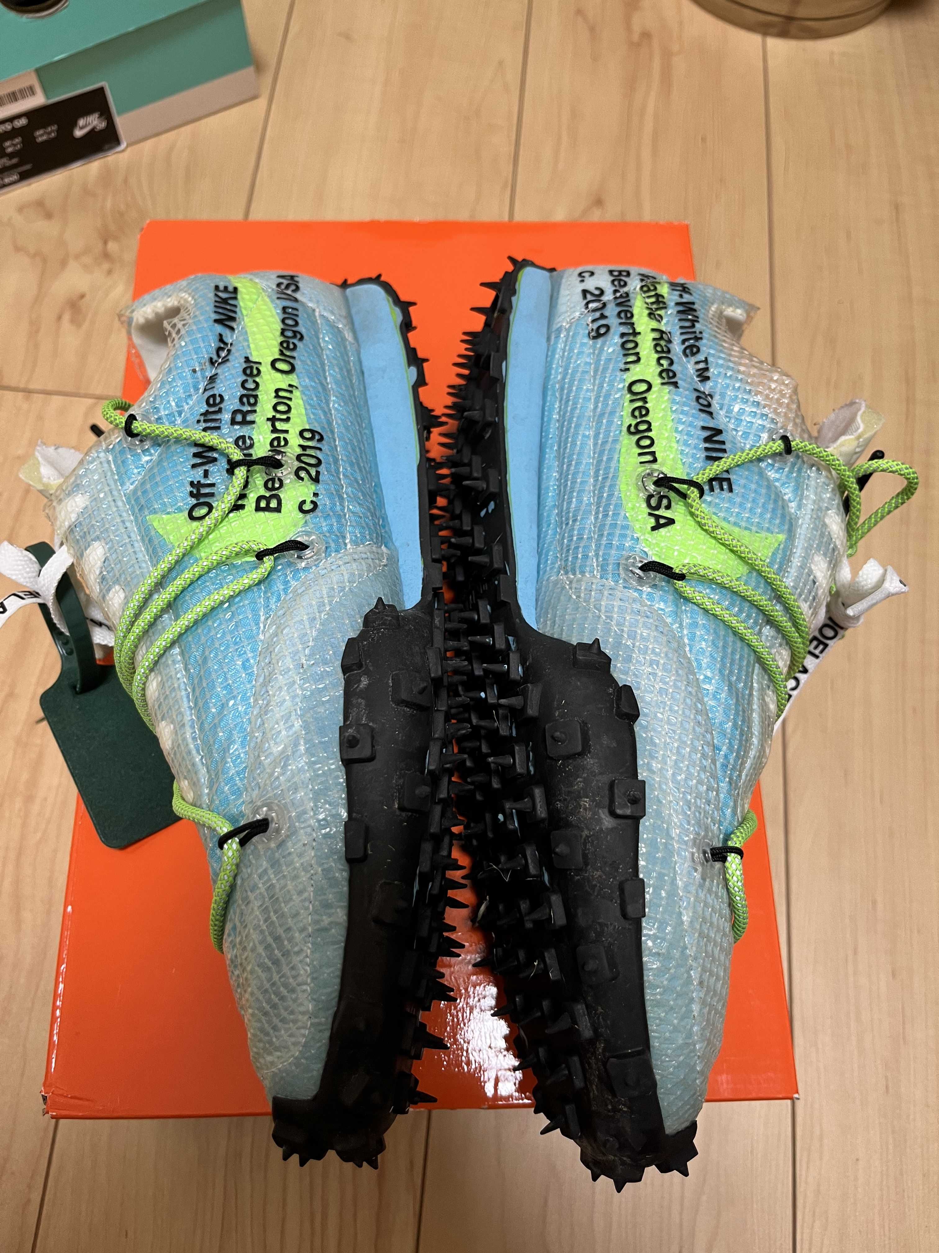 Off-White × Nike Women's Waffle Racer "Vivid Sky"