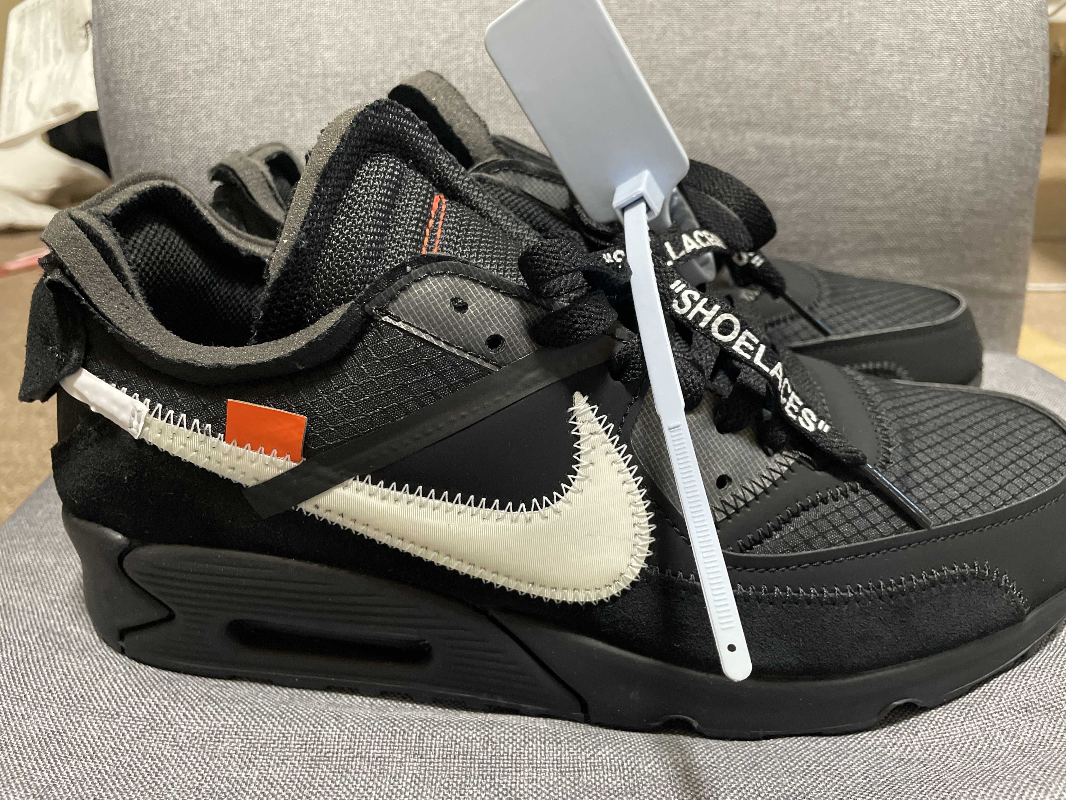 Off-White × Nike Air Max 90 "Black/Black-Cone-White"