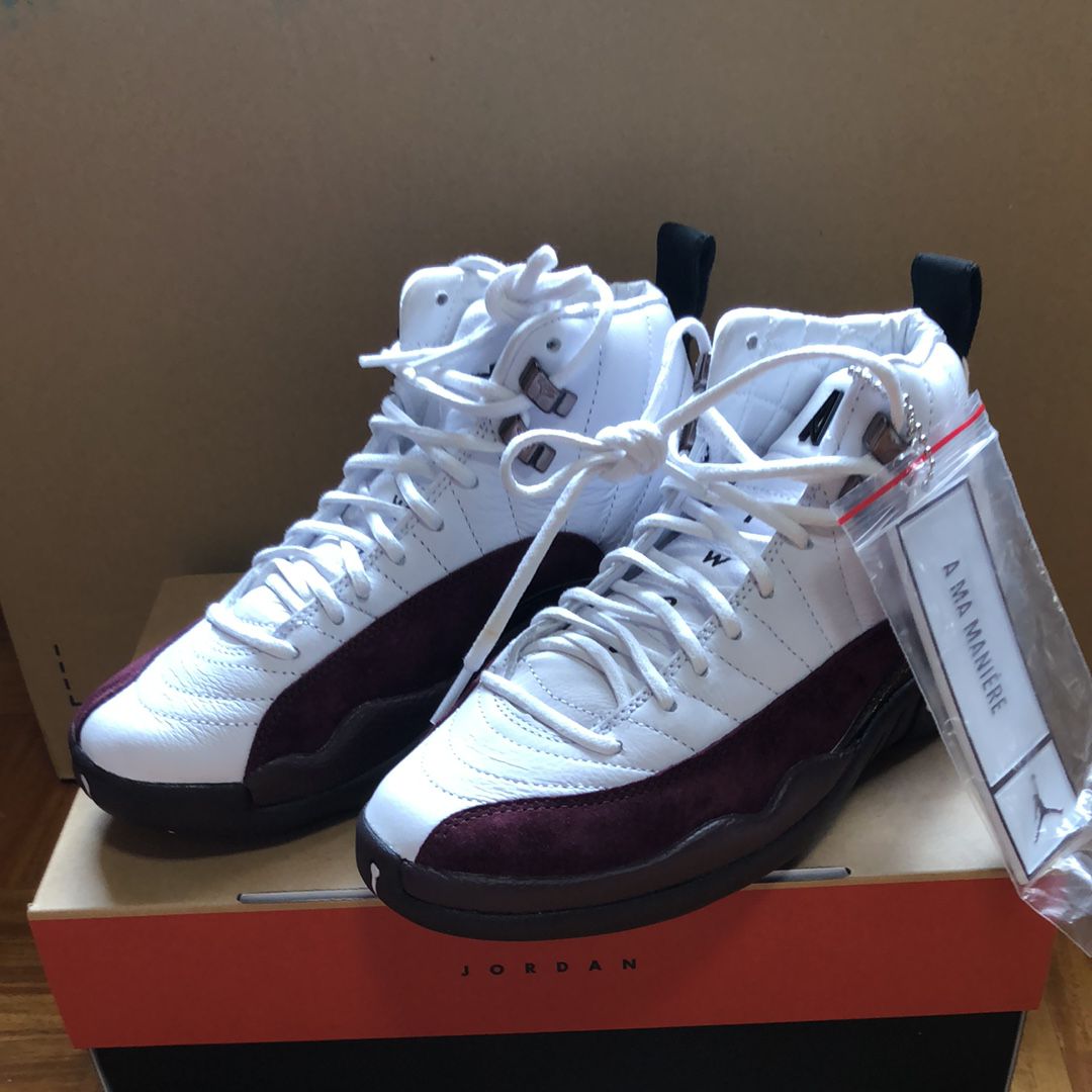 A Ma Maniere × Nike Women's Air Jordan 12 "White and Burgundy Crush"