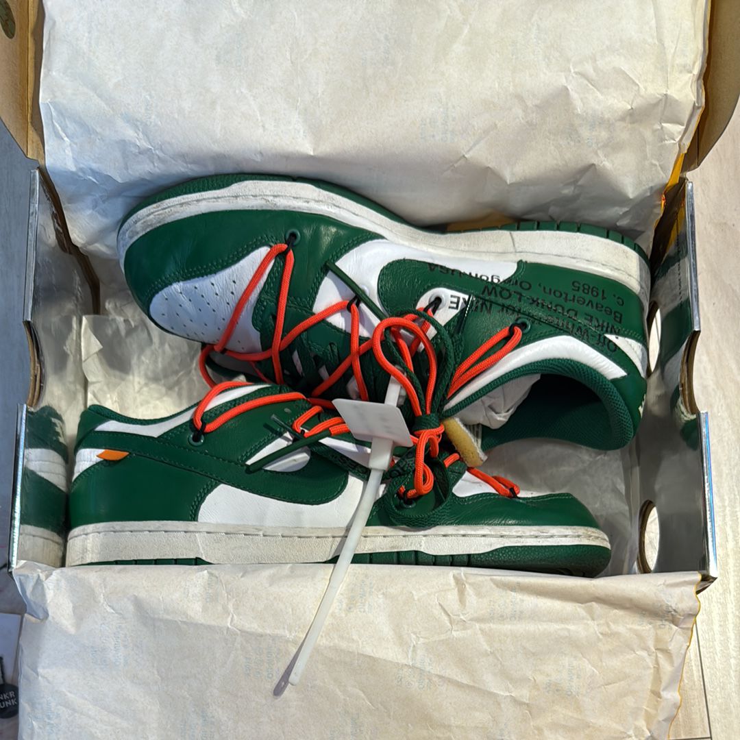 Off-White × Nike Dunk Low "White/Pine Green"