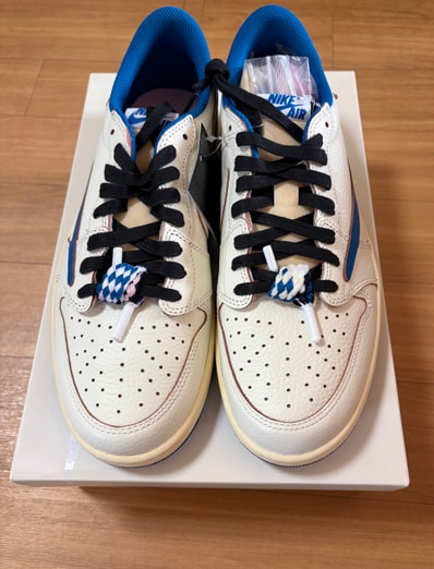 Travis Scott × fragment design × Nike Air Jordan 1 Low OG "Sail/Military Blue"