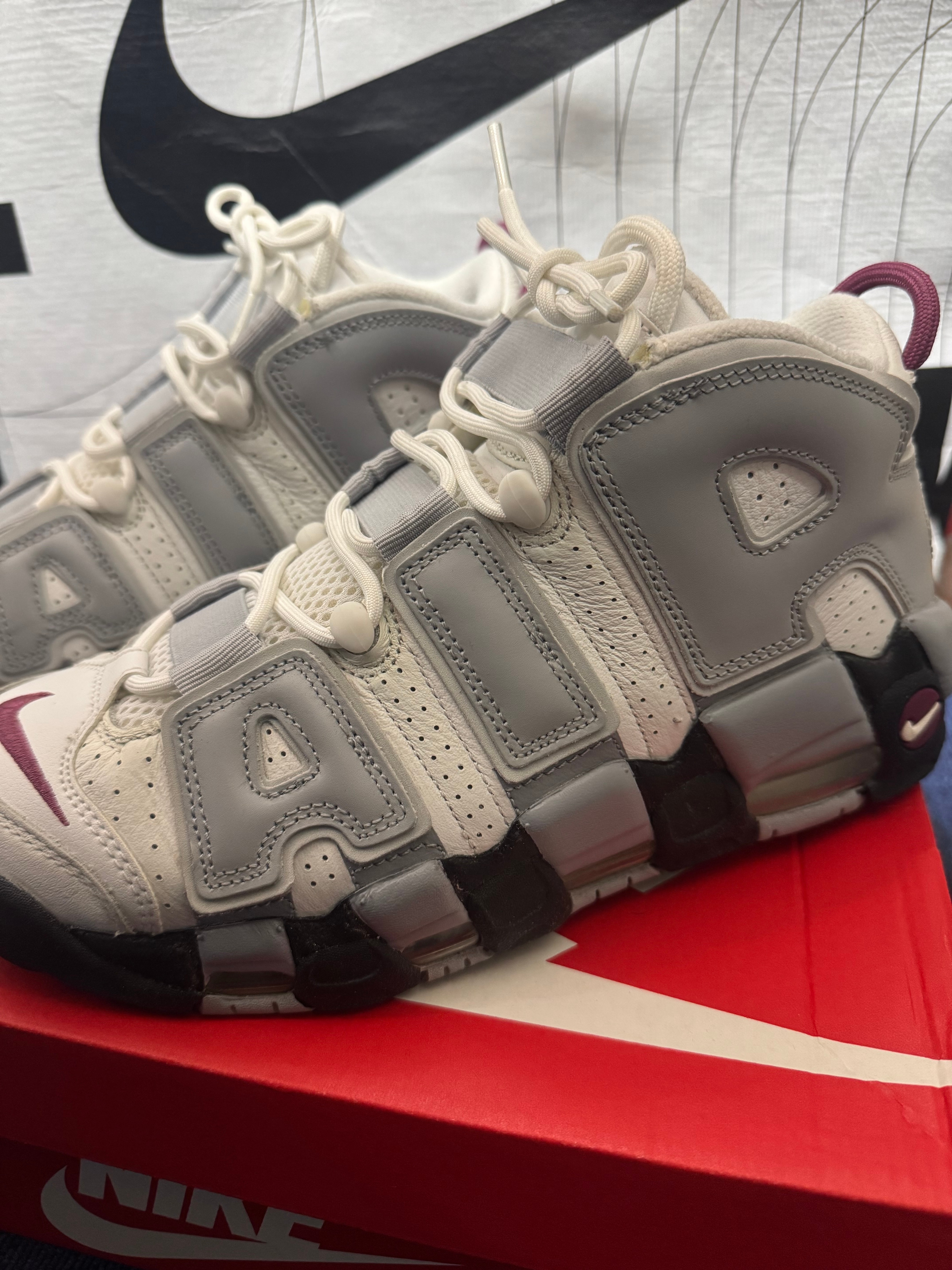 Nike Women's Air More Uptempo "Rosewood and Wolf Grey"