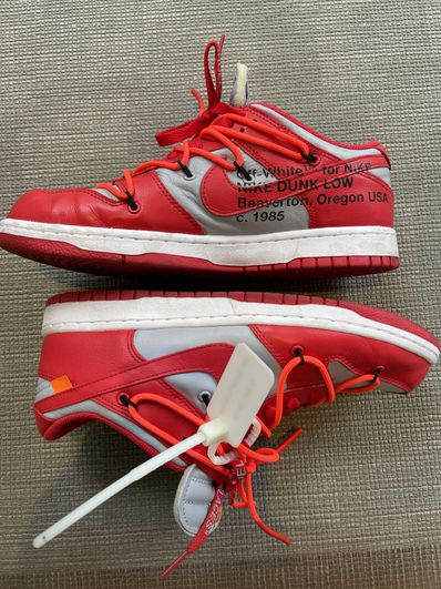 Off-White × Nike Dunk Low "University Red/Wolf Grey"