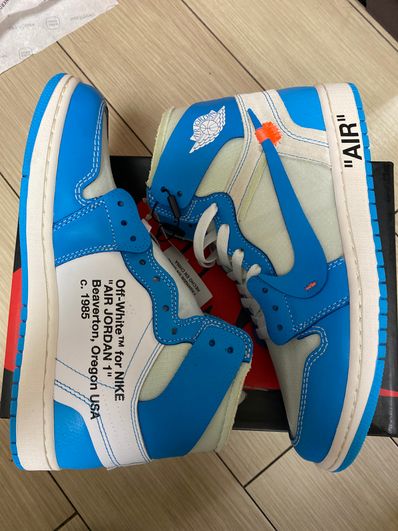 Off-White × Nike Air Jordan 1 High UNC "White/Dark Powder Blue"