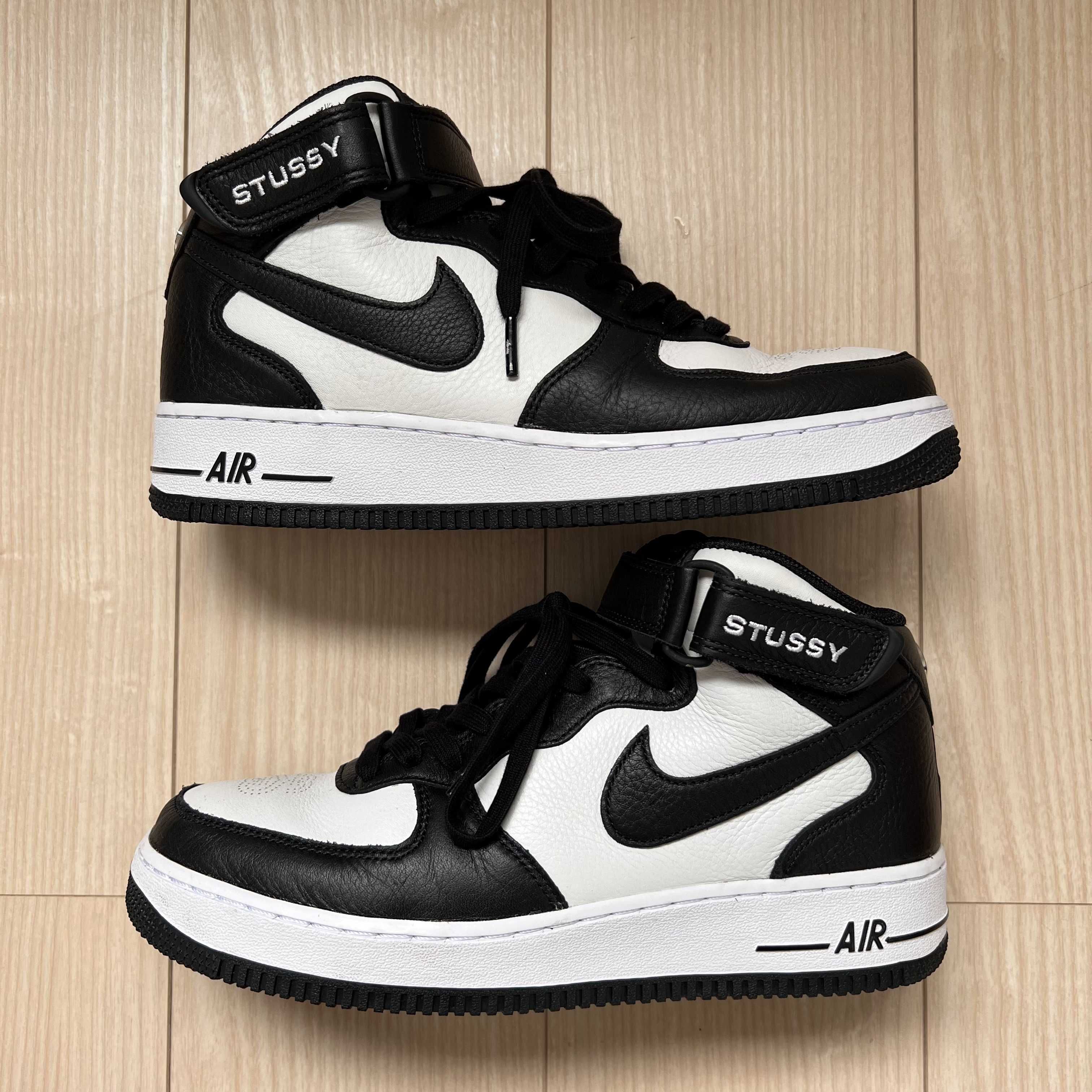 Stussy × Nike Air Force 1 Mid "Black and Light Bone"
