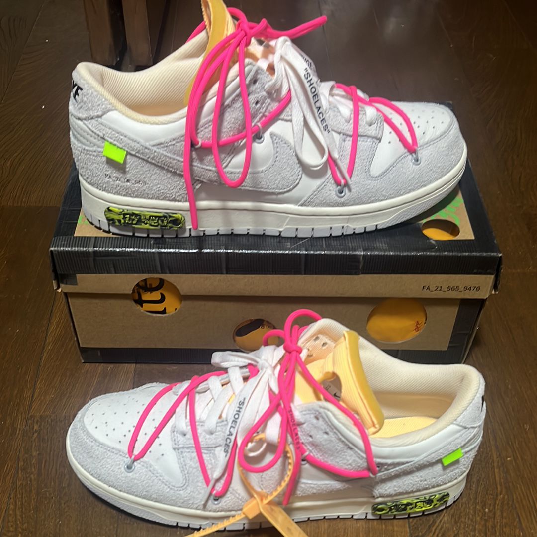 Off-White × Nike Dunk Low "Sail/Neutral Gray/Hyper Pink"