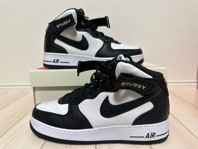 Stussy × Nike Air Force 1 Mid "Black and Light Bone"