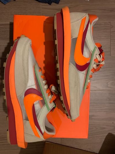 CLOT × Sacai × Nike LD Waffle "Orange Blaze"