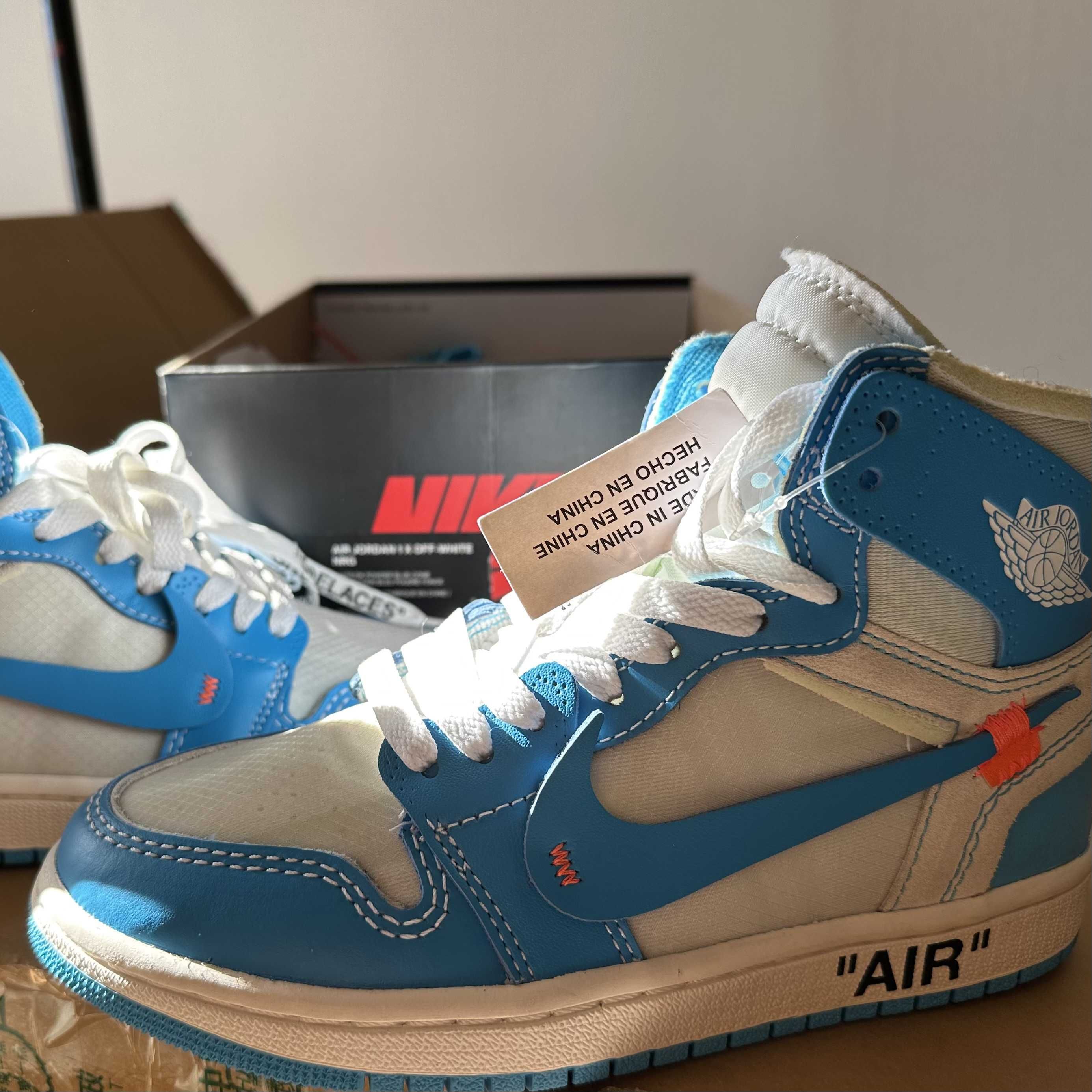 Off-White × Nike Air Jordan 1 High UNC "White/Dark Powder Blue"