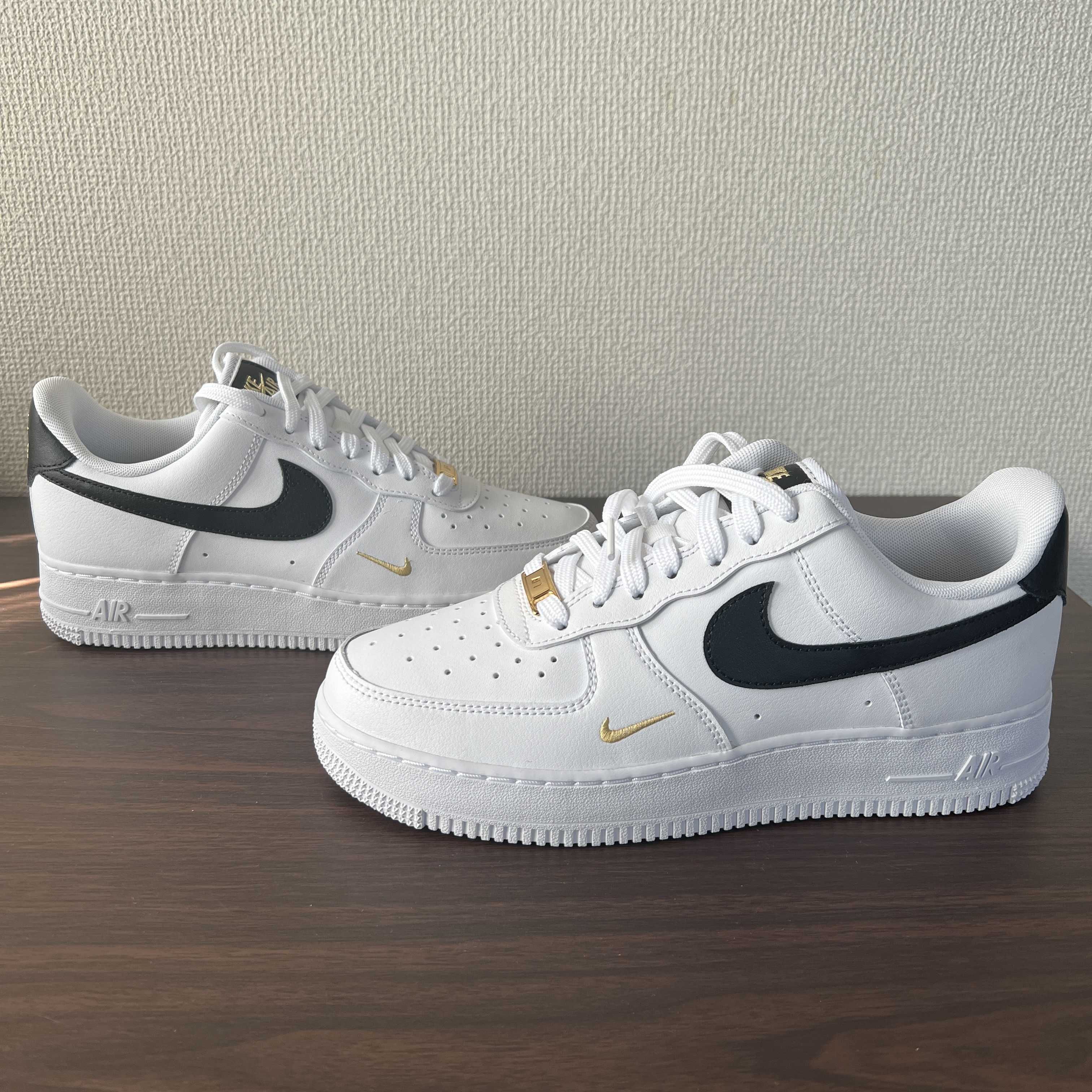 Nike Women's Air Force 1 Low 07 Essential "White/Black/Gold Mini Swoosh"