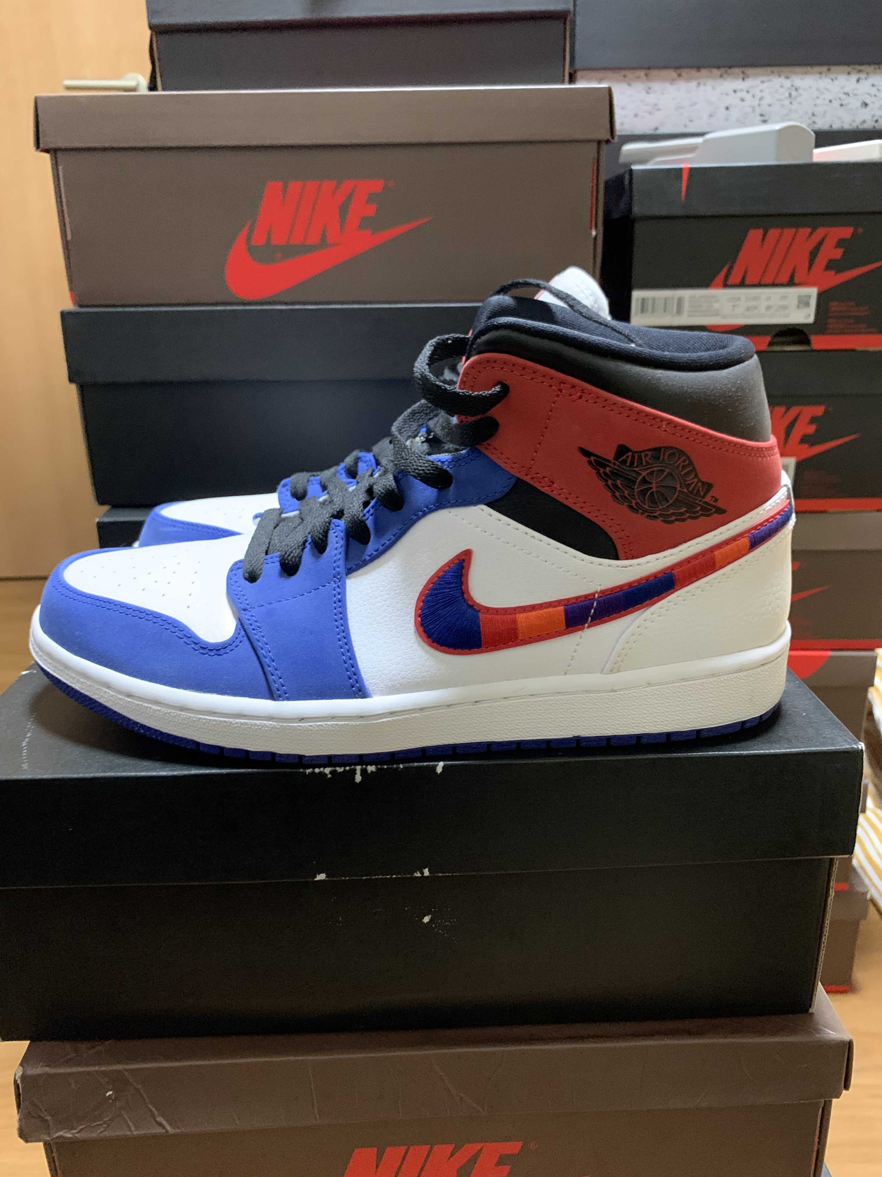 NIKE AIR JORDAN 1 MID "WHITE/BLUE/RED"
