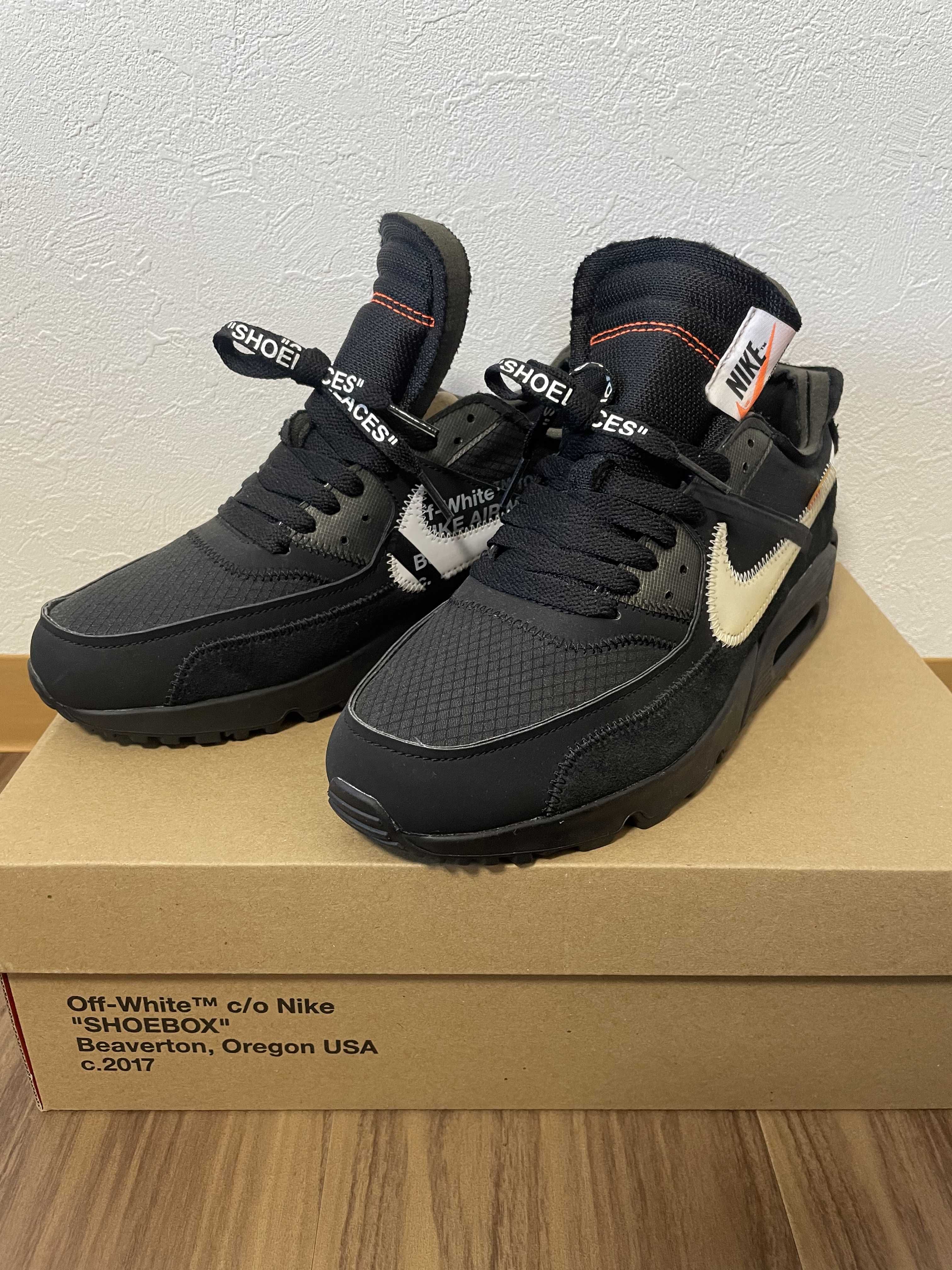 Off-White × Nike Air Max 90 "Black/Black-Cone-White"