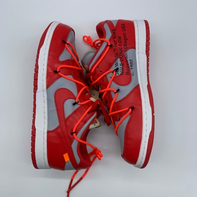 Off-White × Nike Dunk Low "University Red/Wolf Grey"