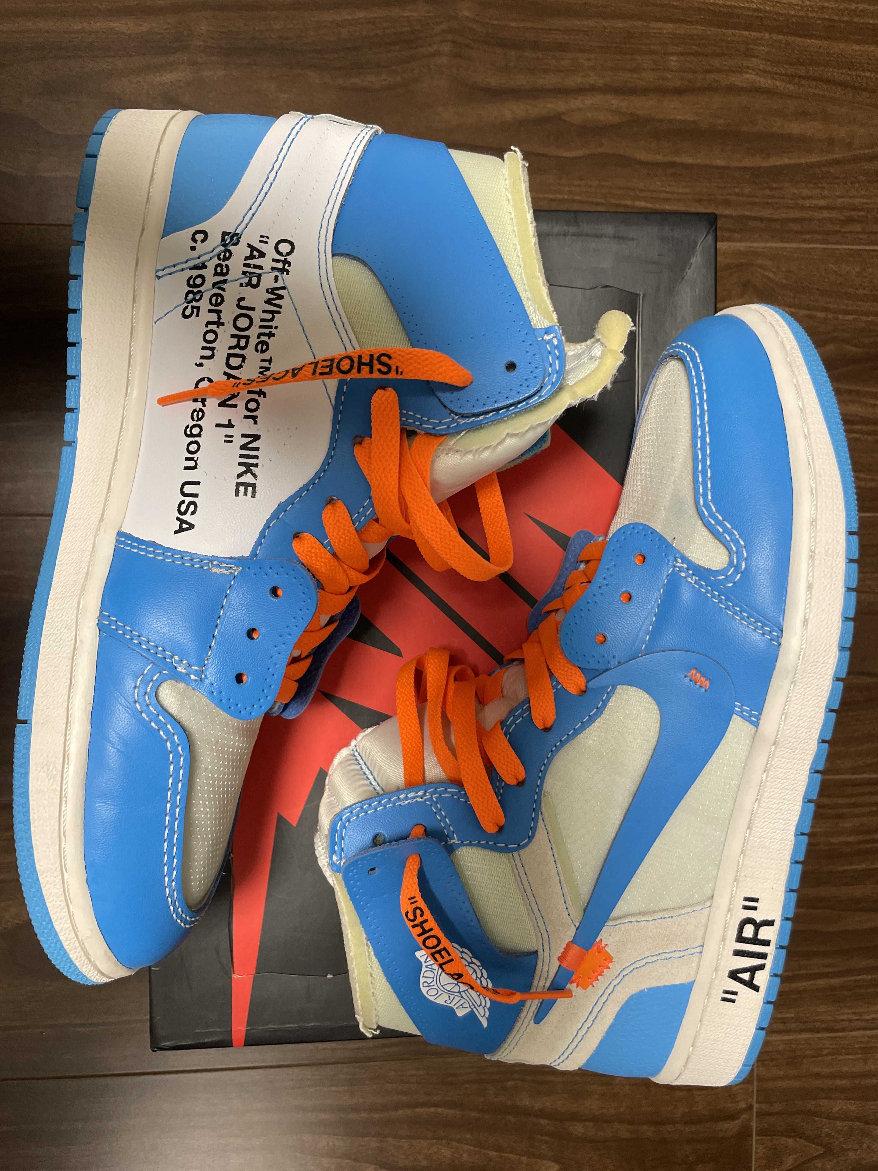 Off-White × Nike Air Jordan 1 High UNC "White/Dark Powder Blue"