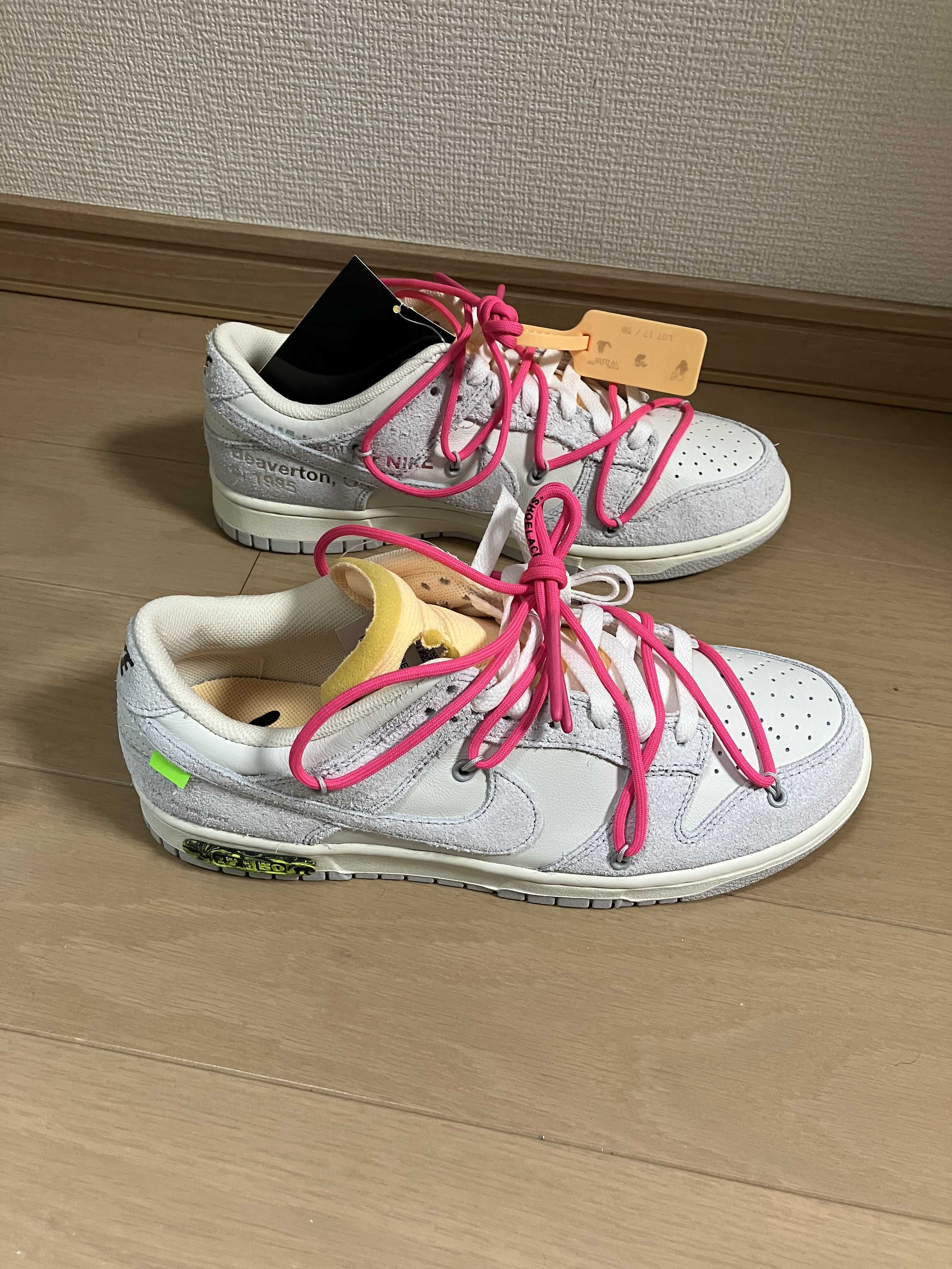 Off-White × Nike Dunk Low "Sail/Neutral Gray/Hyper Pink"