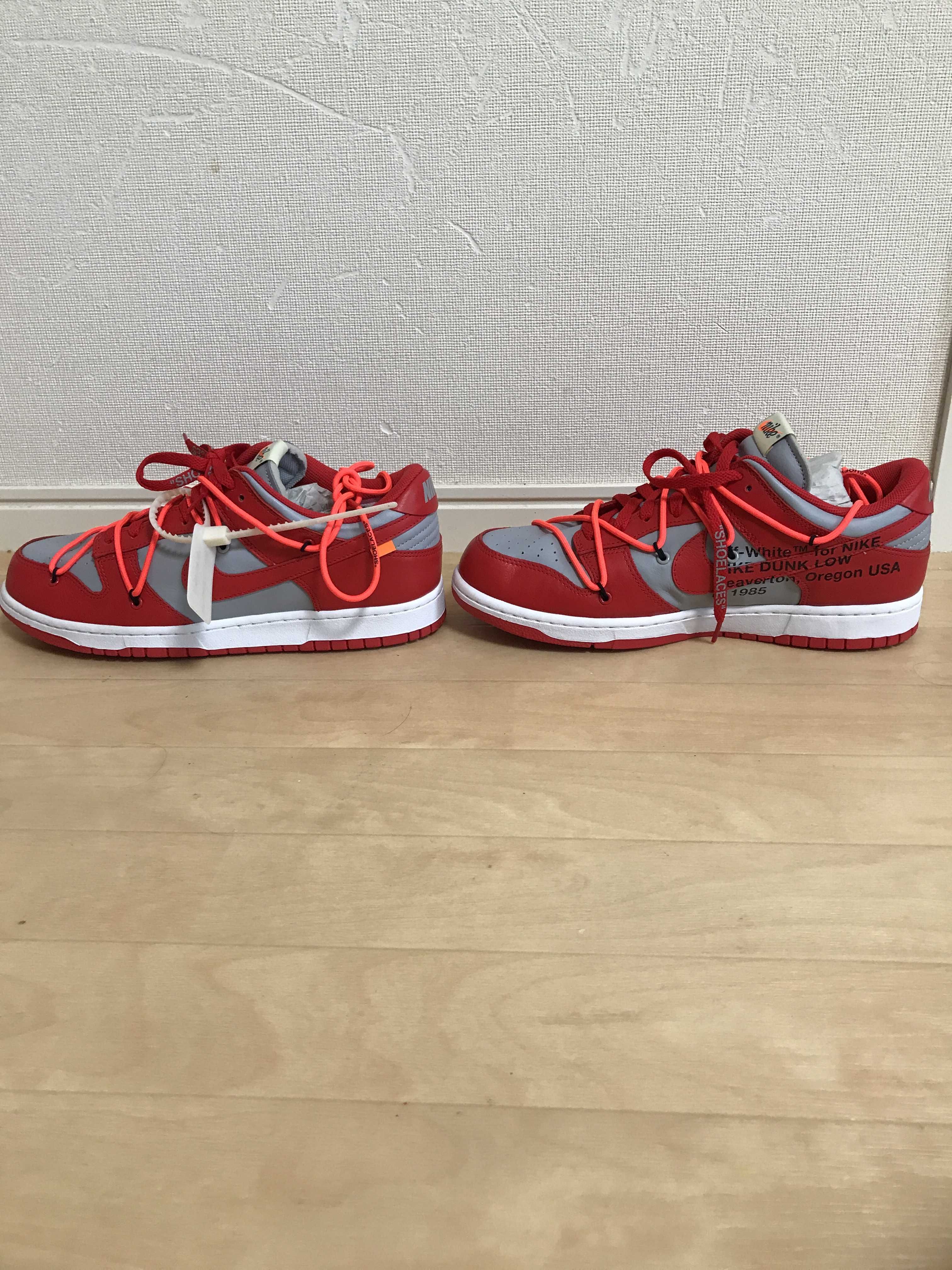 Off-White × Nike Dunk Low "University Red/Wolf Grey"