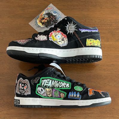Neck face × Nike SB Dunk Low "Black/White/Multi Color"