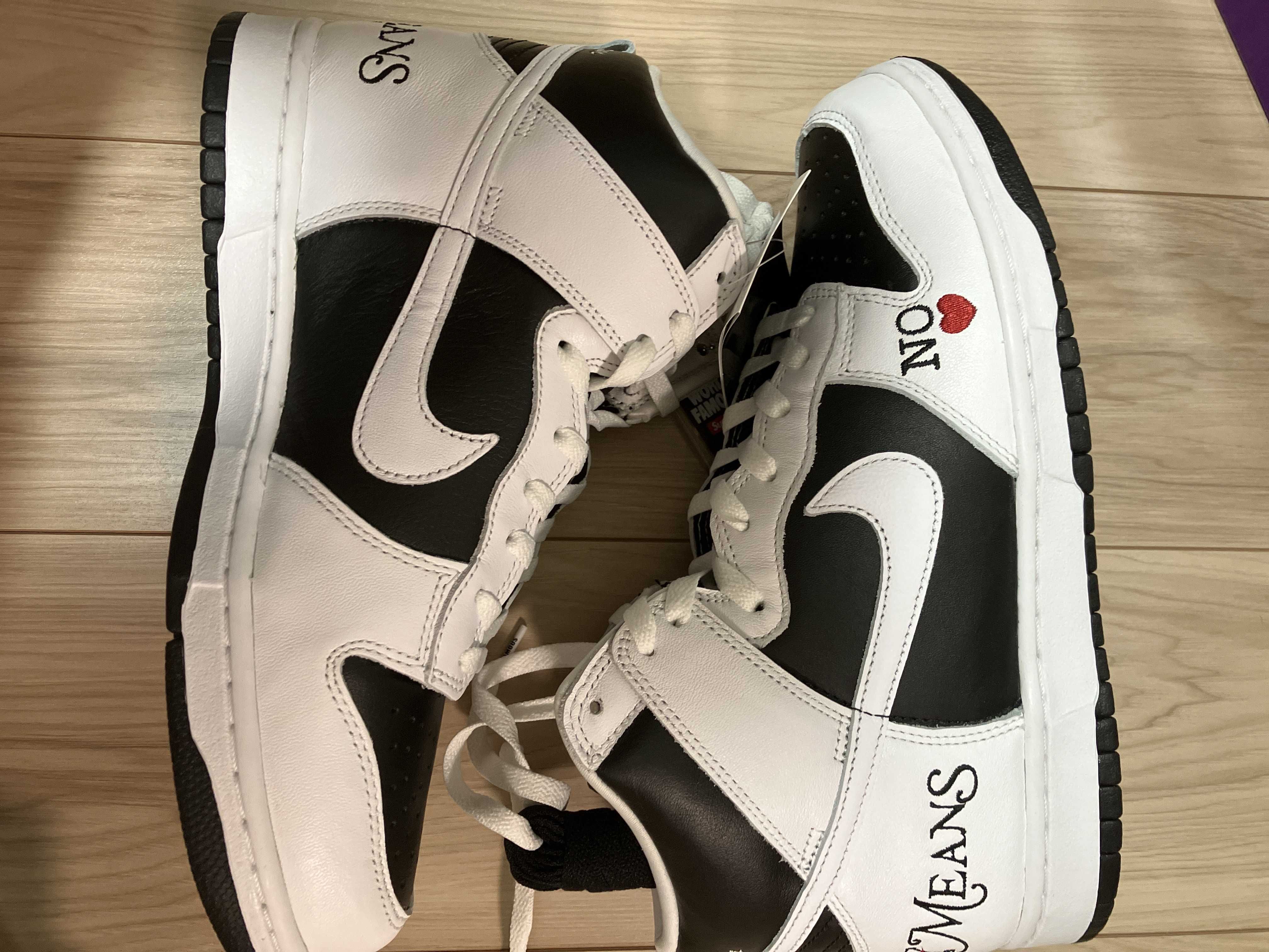Supreme × Nike SB Dunk High By Any Means "White Black"