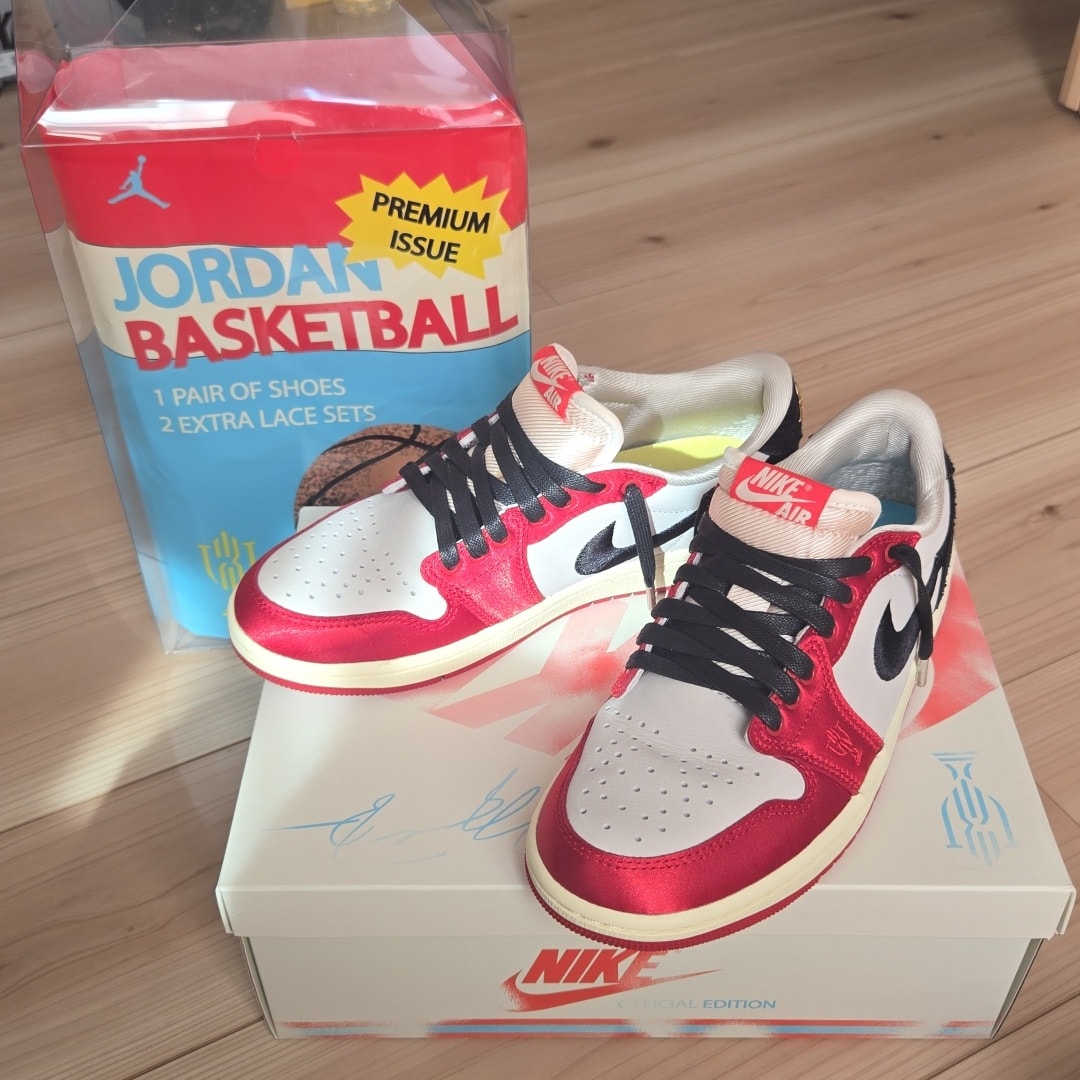 Trophy Room × Nike Air Jordan 1 Low OG "Sail and Varsity Red"