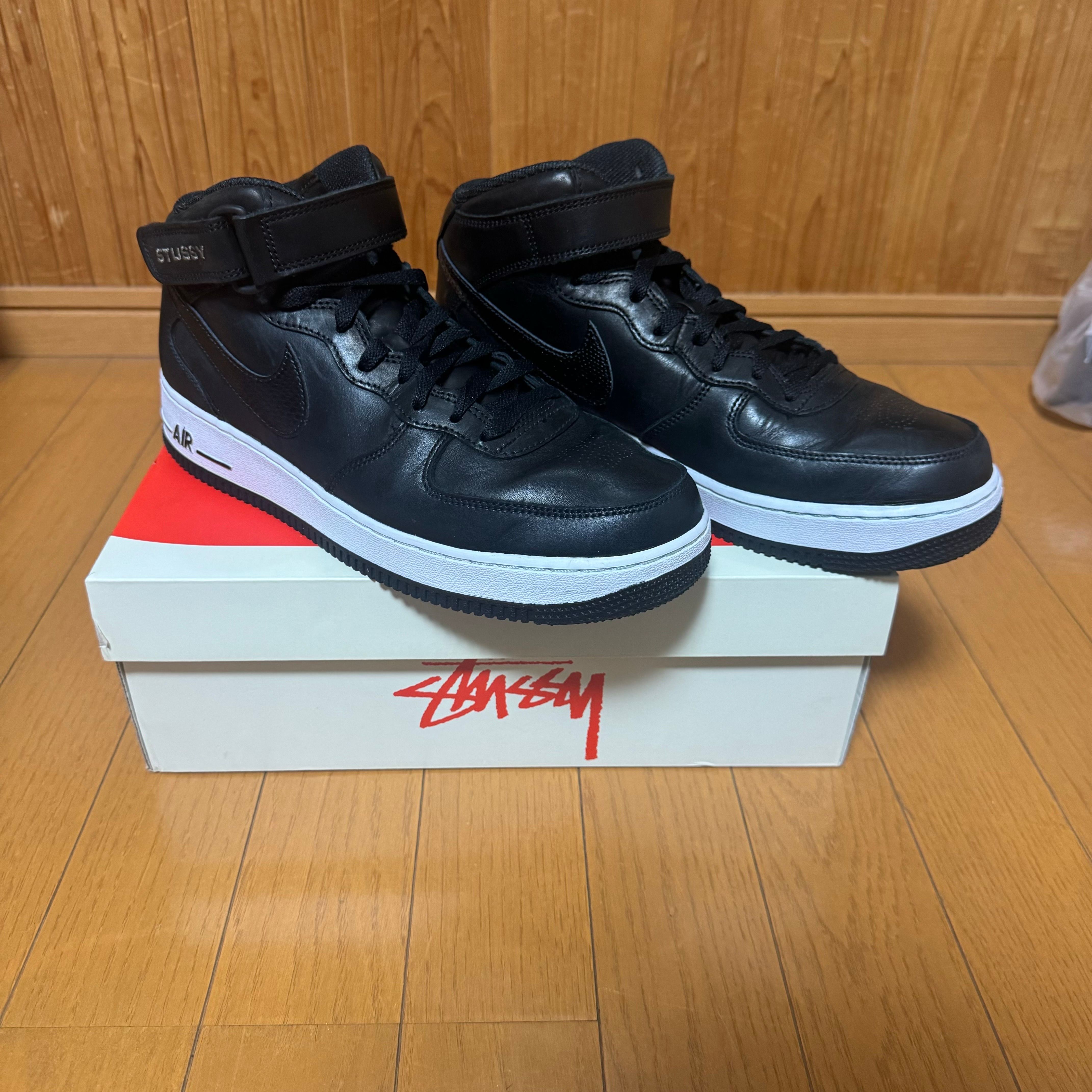 Stussy × Nike Air Force 1 Mid "Black/Black"