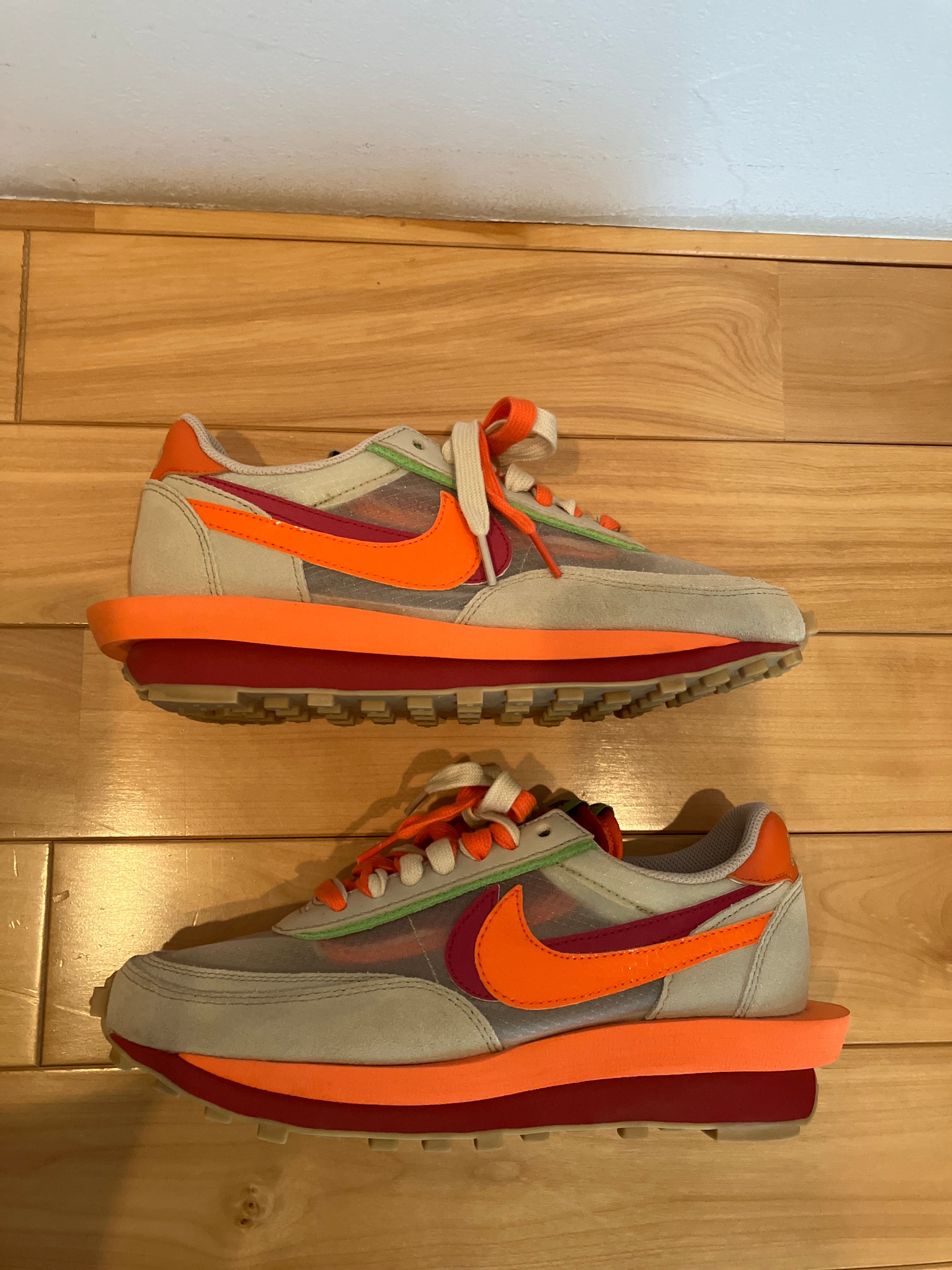 CLOT × Sacai × Nike LD Waffle "Orange Blaze"