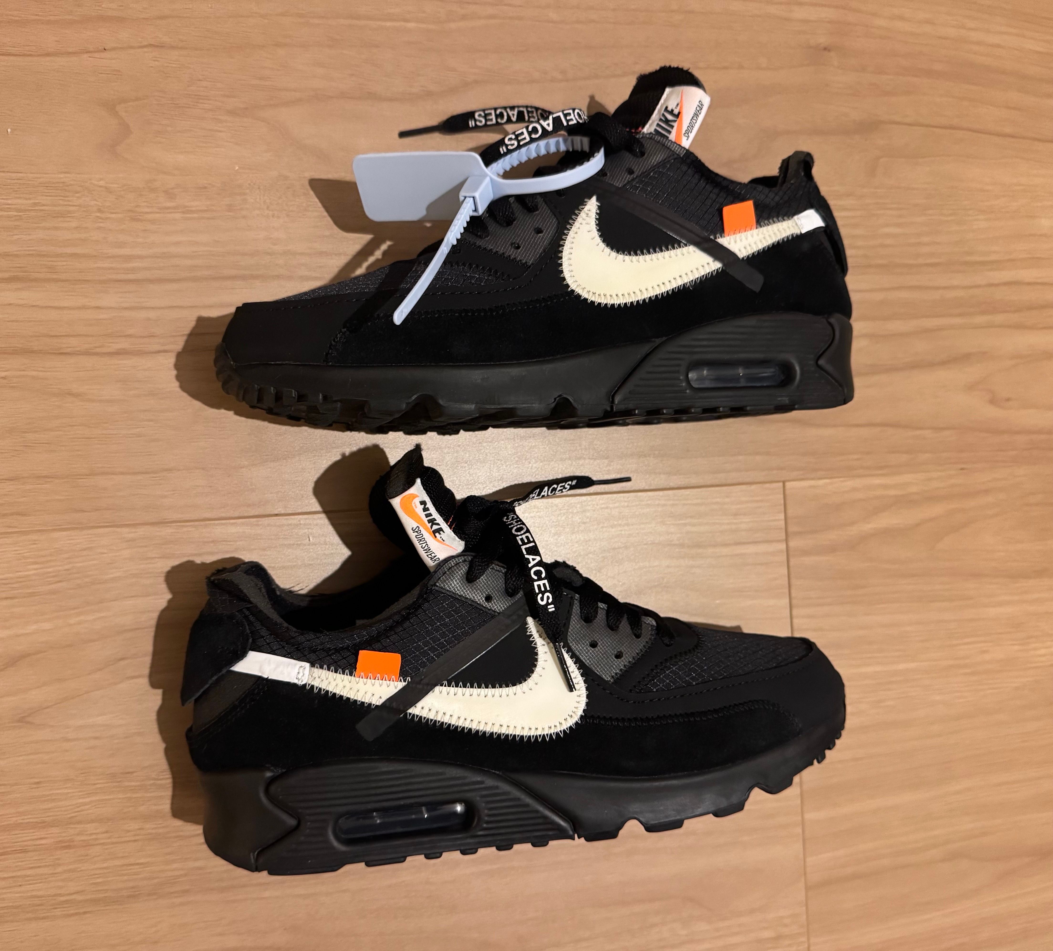 Off-White × Nike Air Max 90 "Black/Black-Cone-White"
