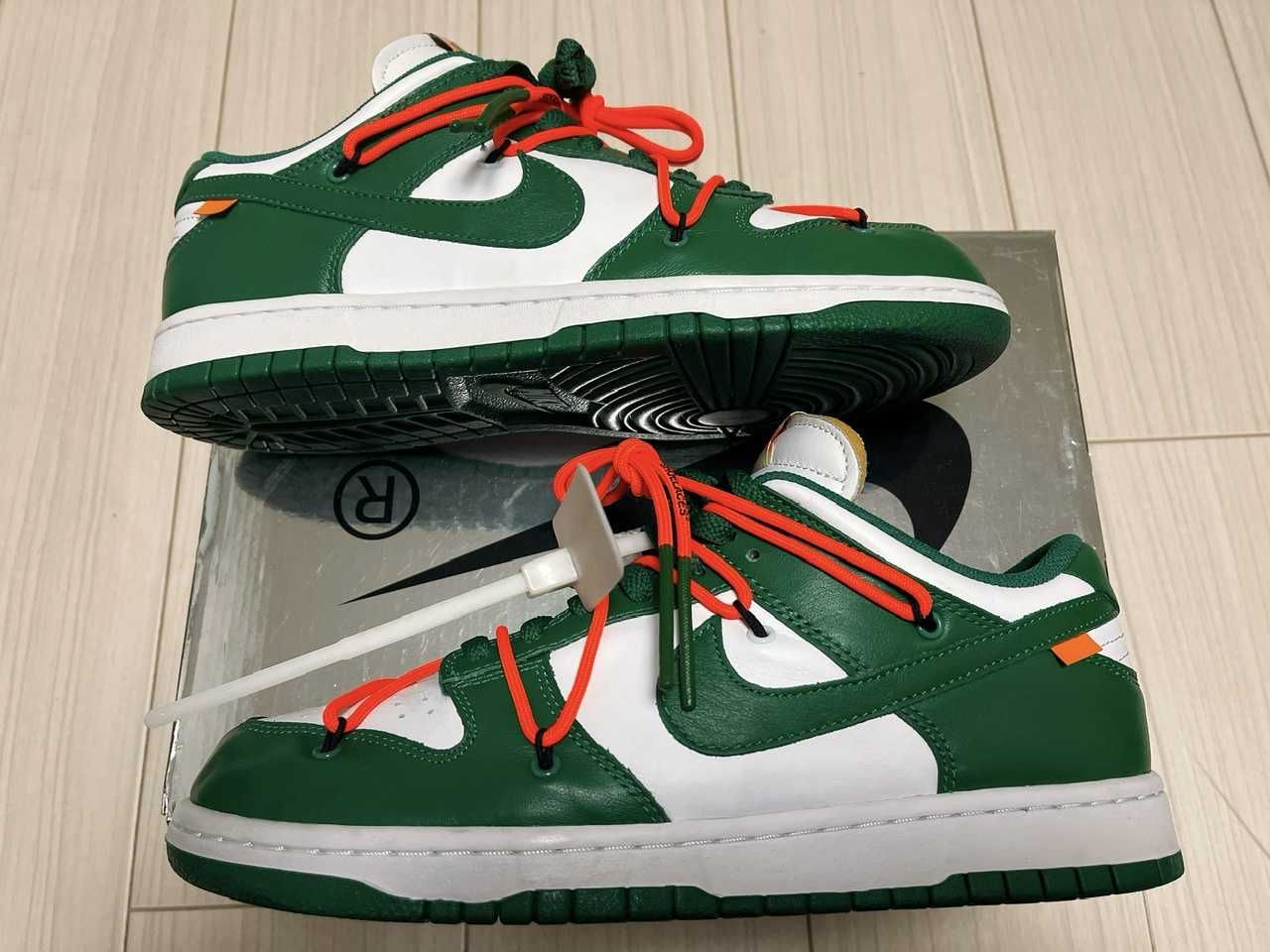 Off-White × Nike Dunk Low "White/Pine Green"
