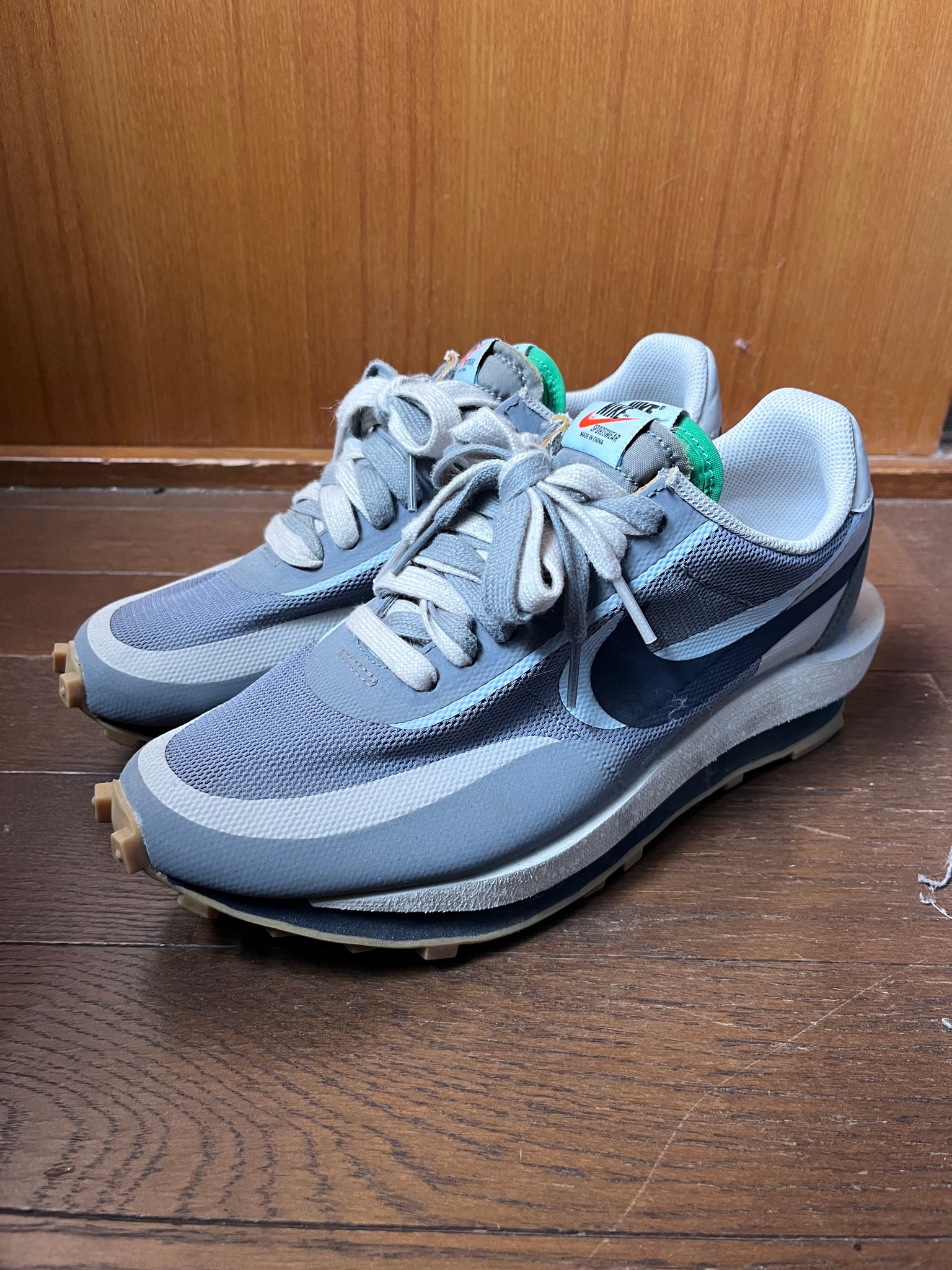 CLOT × Sacai × Nike LD Waffle "Grey Obsidian/Cool Grey"
