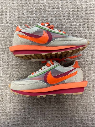 CLOT × Sacai × Nike LD Waffle "Orange Blaze"