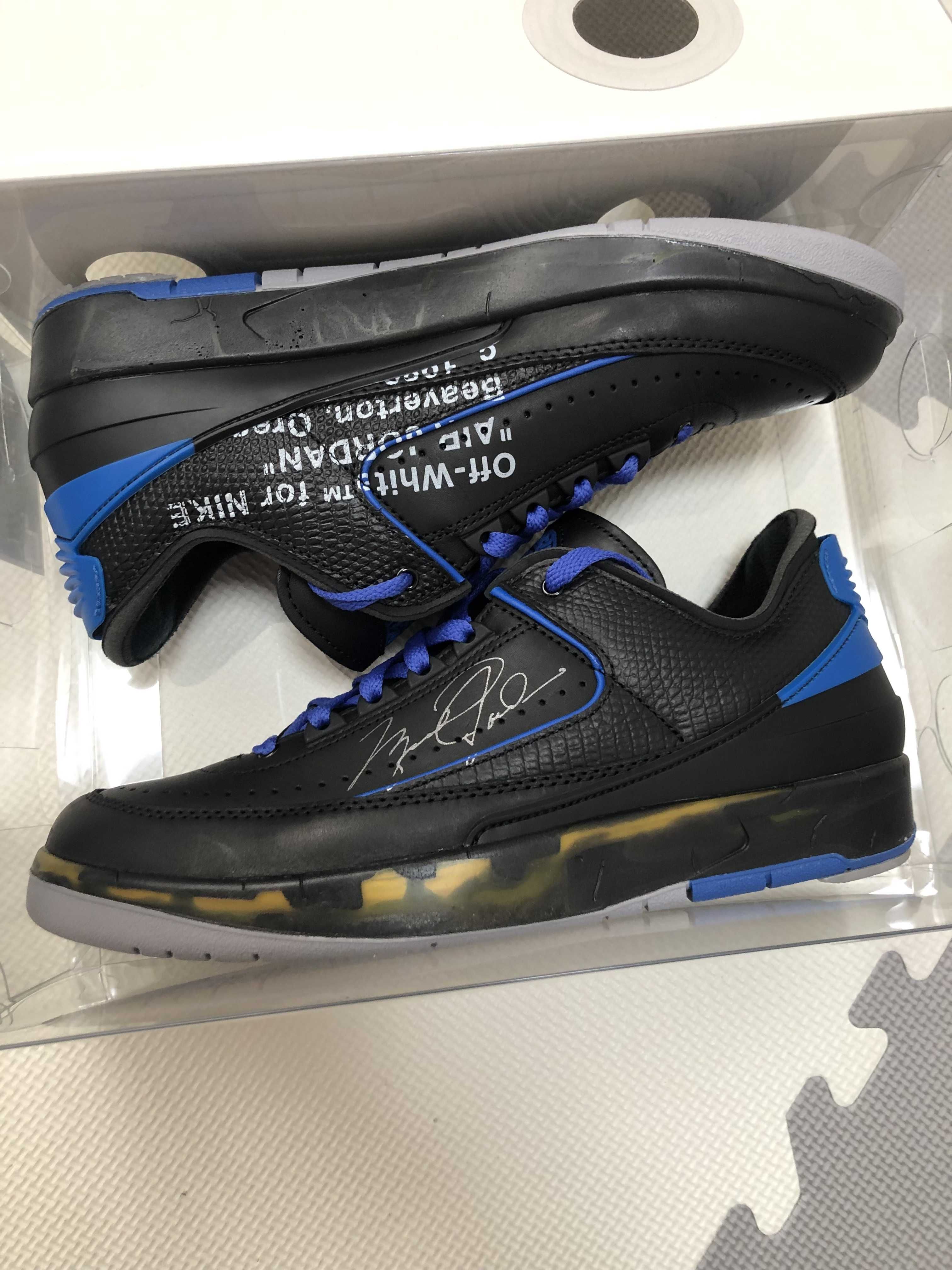 Off-White × Nike Air Jordan 2 Low "Black and Varsity Royal"