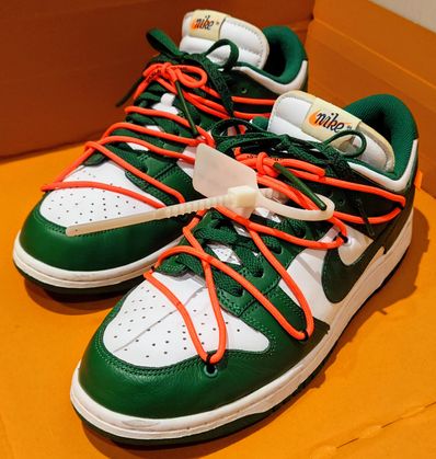 Off-White × Nike Dunk Low "White/Pine Green"